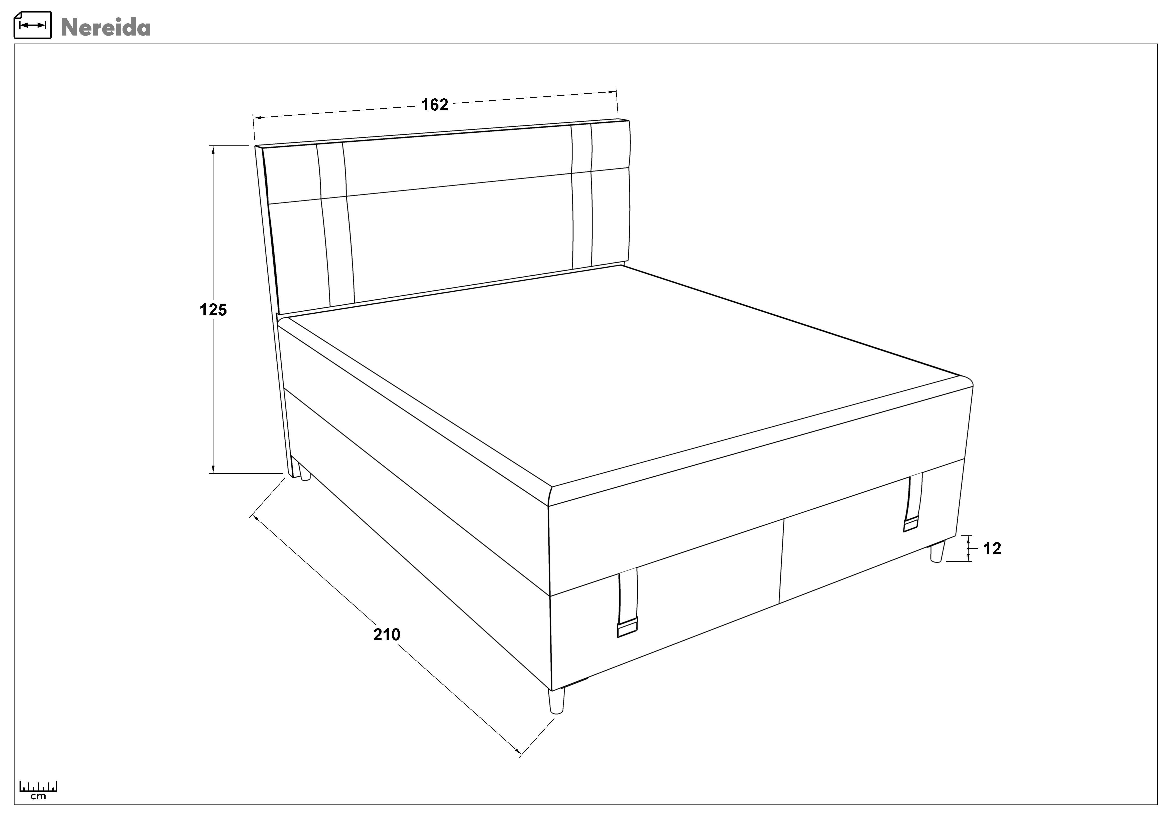 Pat dublu Boxspring 160/200 Nereida + saltea, crem  2