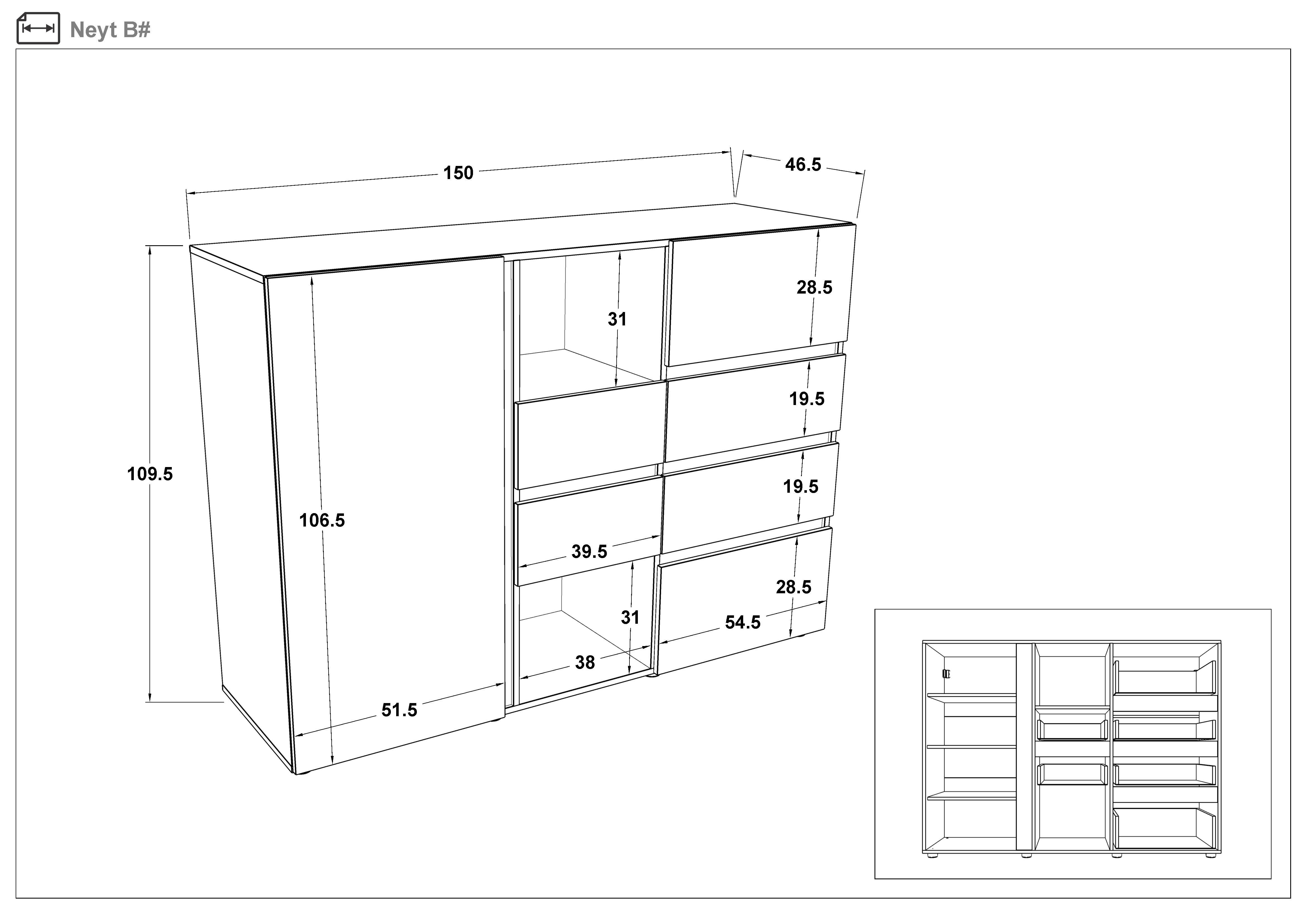 Comoda Neit, stejar coniac + casmir  2