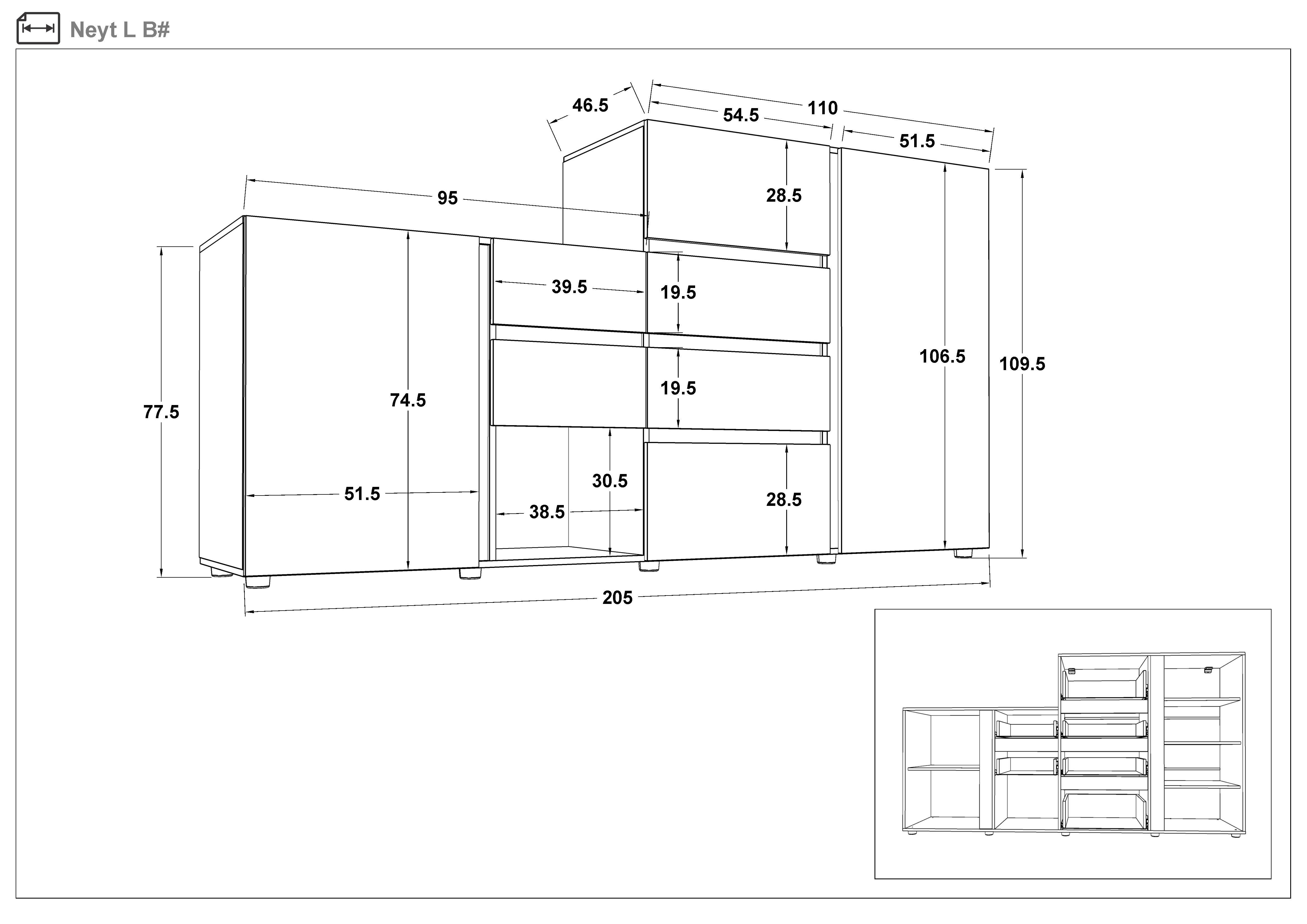 Comoda Neit L, stejar coniac + casmir  2