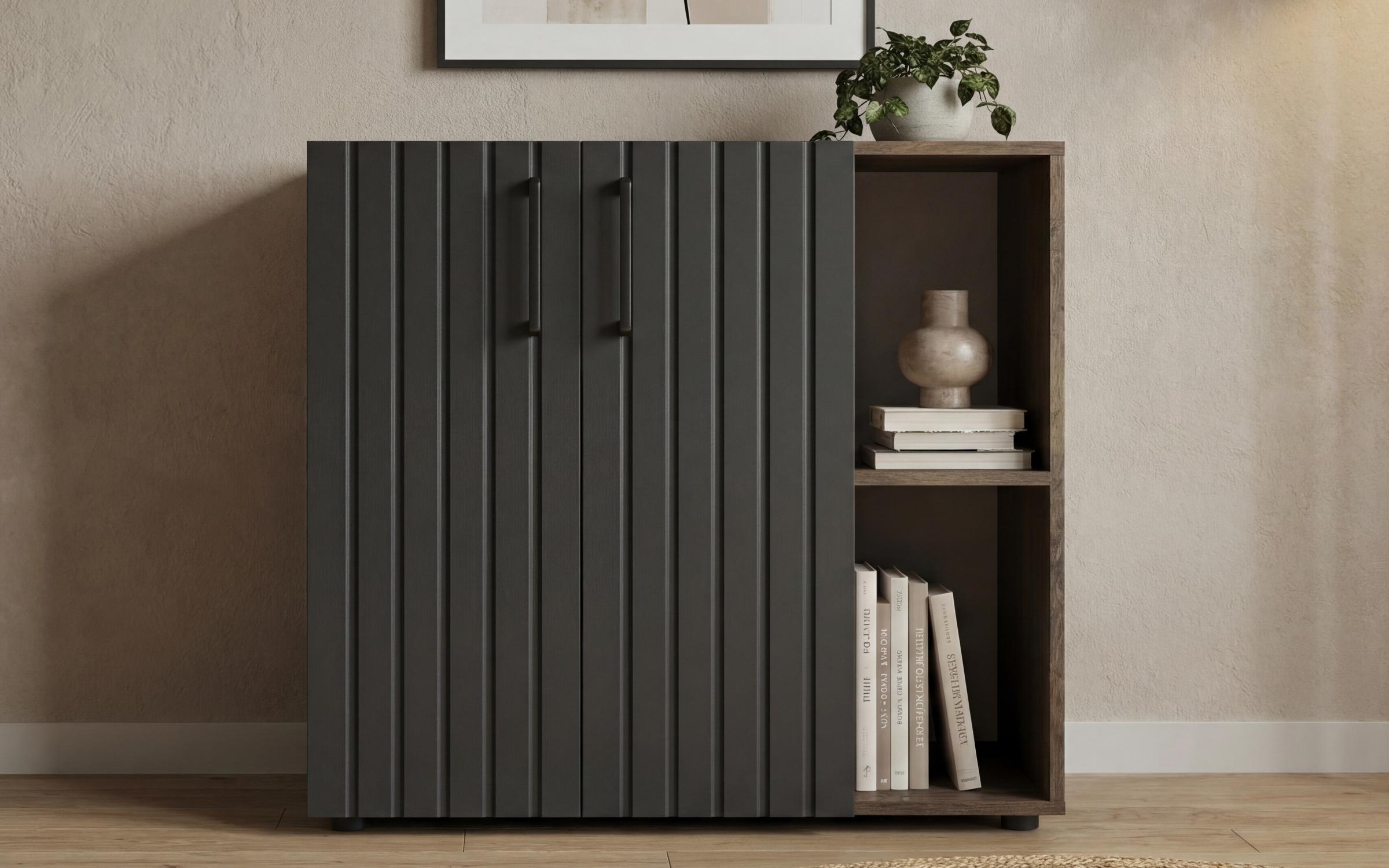 Comoda Nikon 2, stejar scandinav inchis + negru mat  3