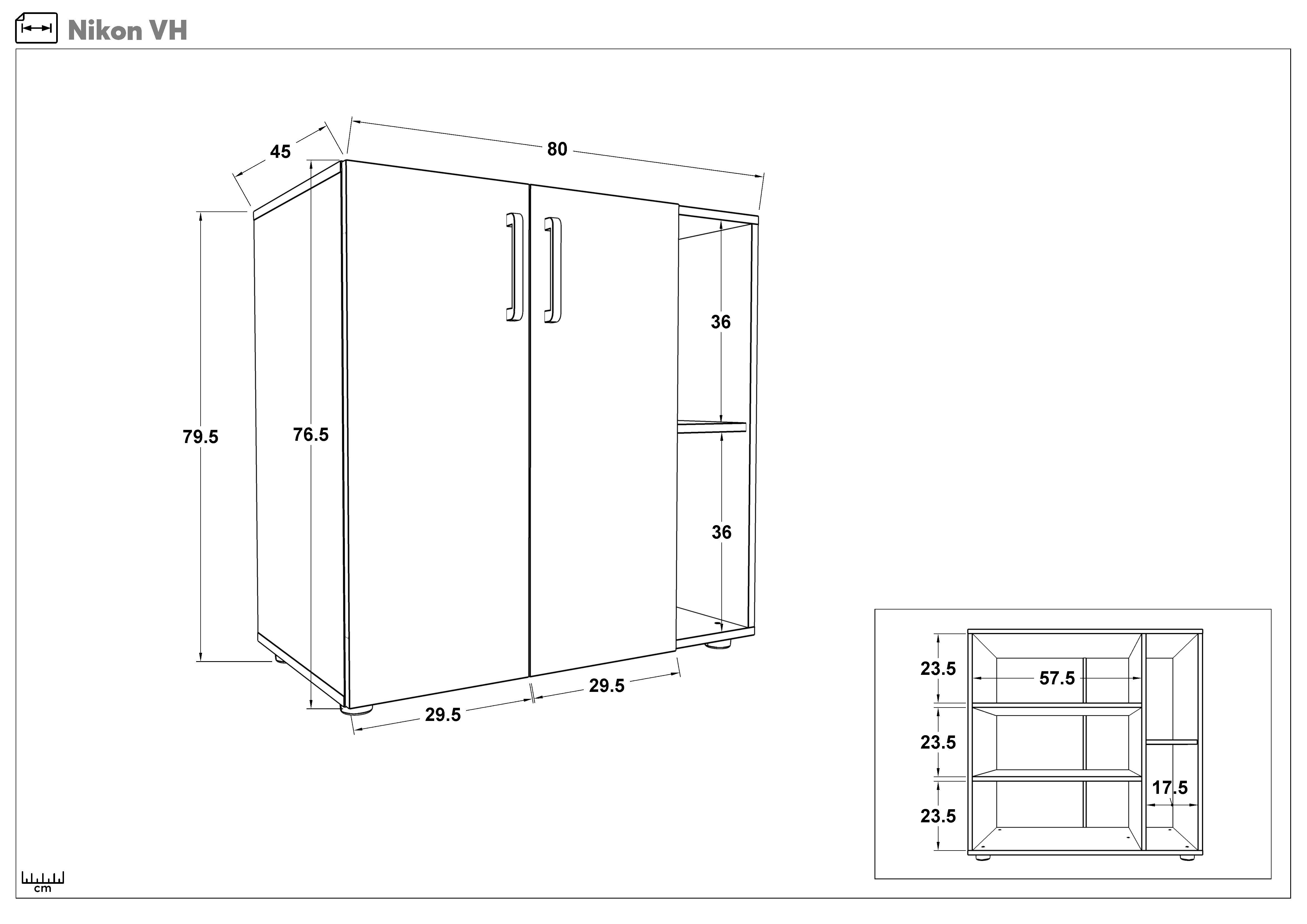 Comoda Nikon, stejar scandinav inchis + satin galben  2