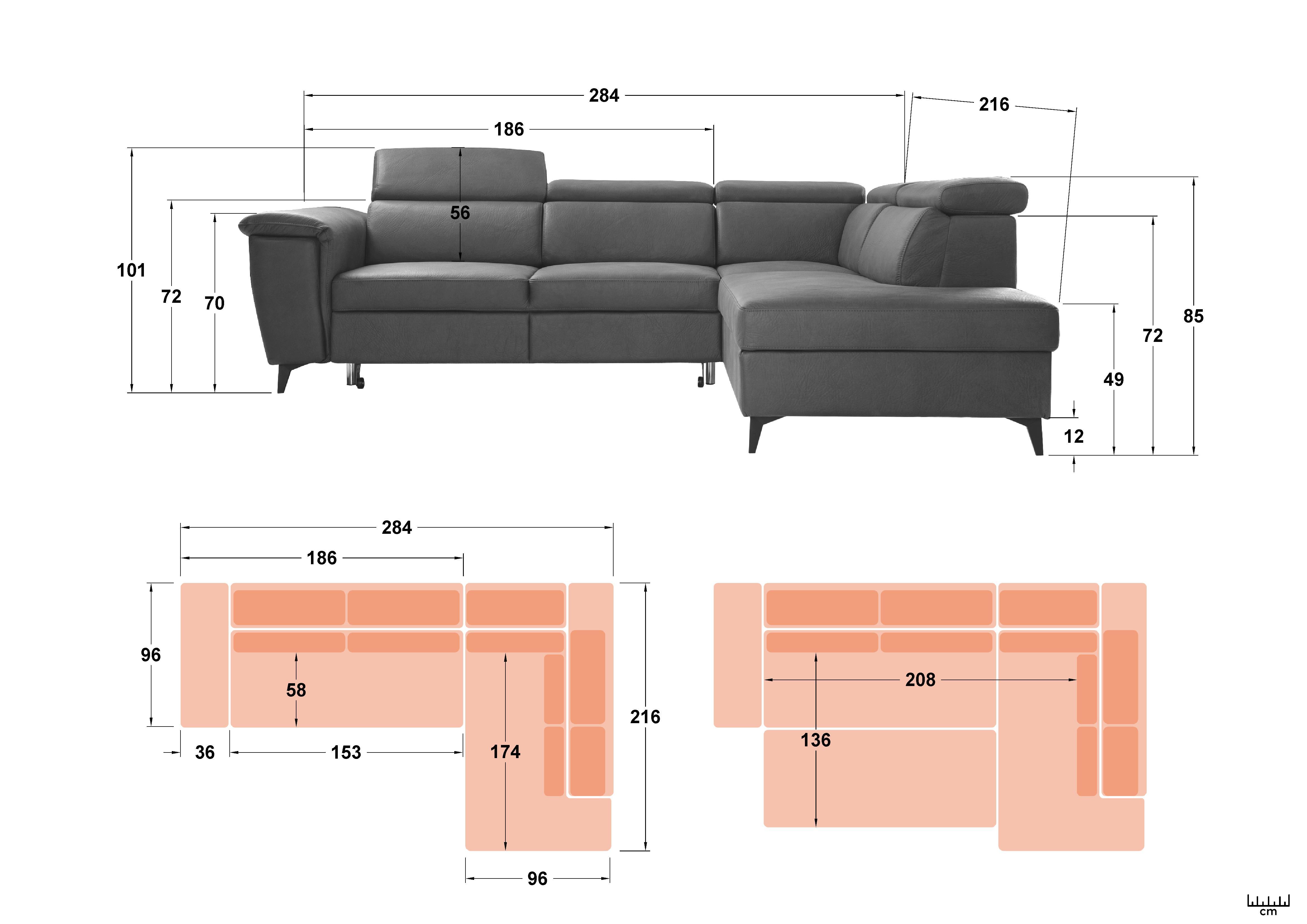Раскладной угловой диван Норс, серый  2