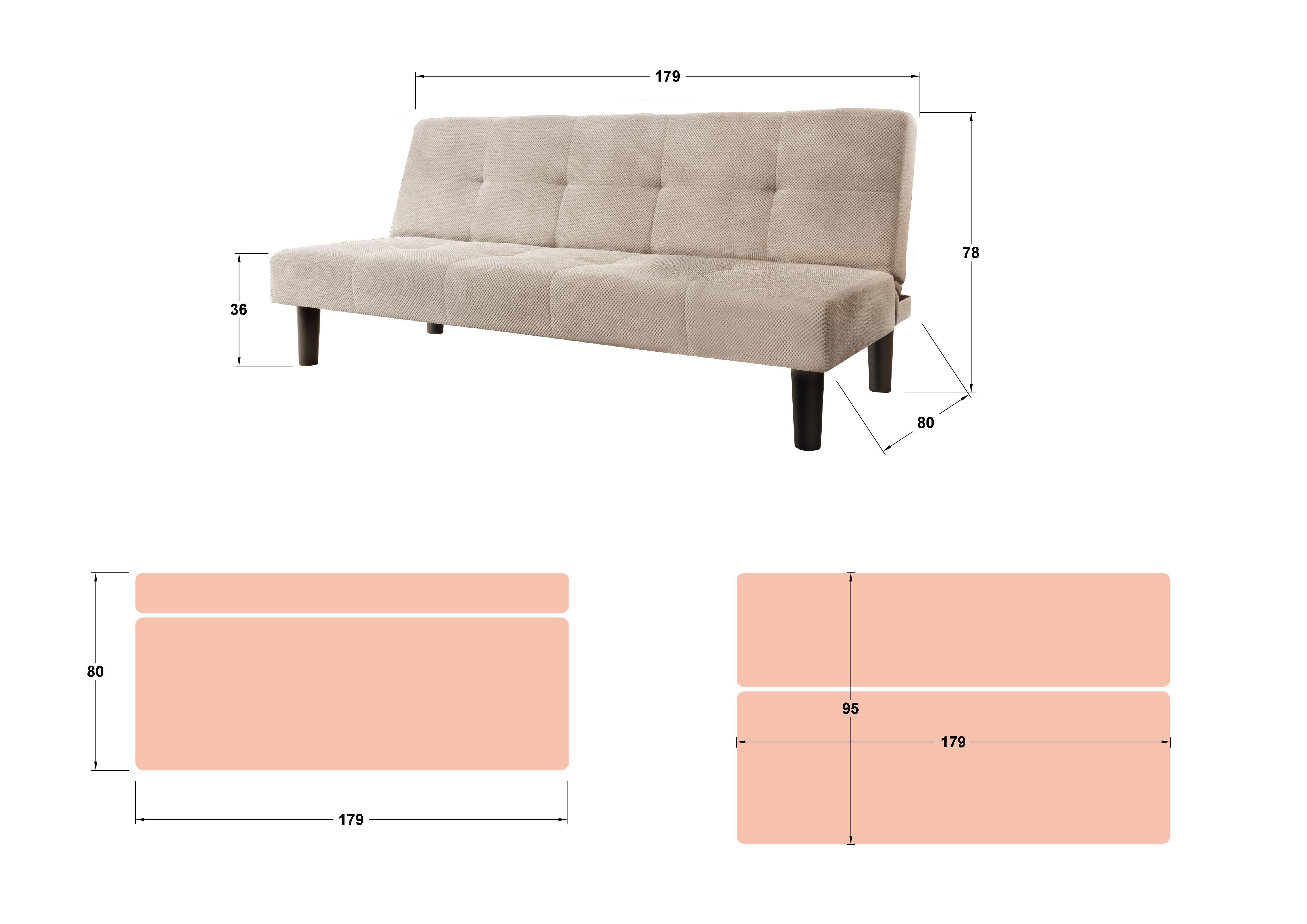 Canapea extensibila click-clack Norte, maro  2