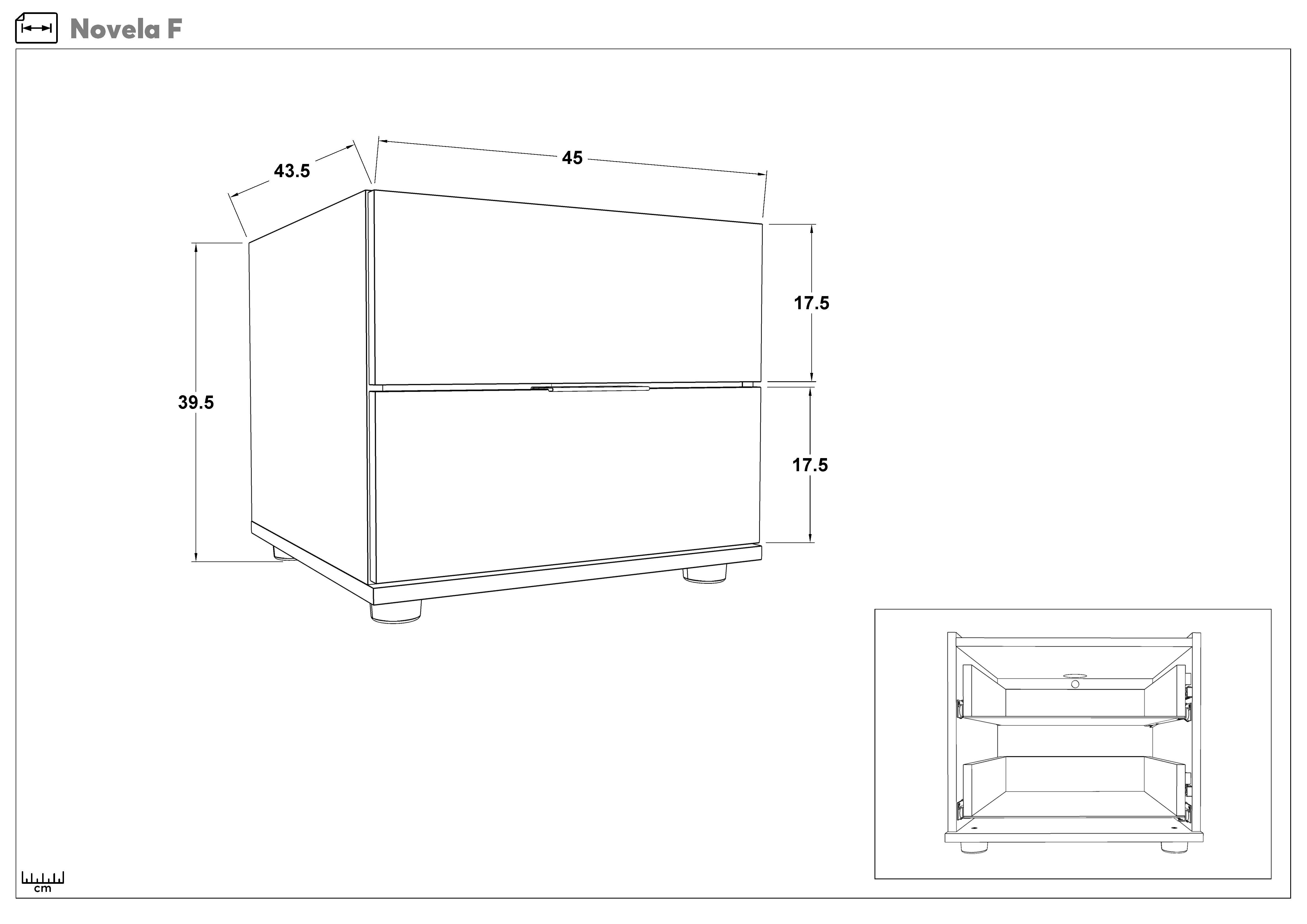 Прикроватная тумба Новела, дуб антрацит + кашемир  2