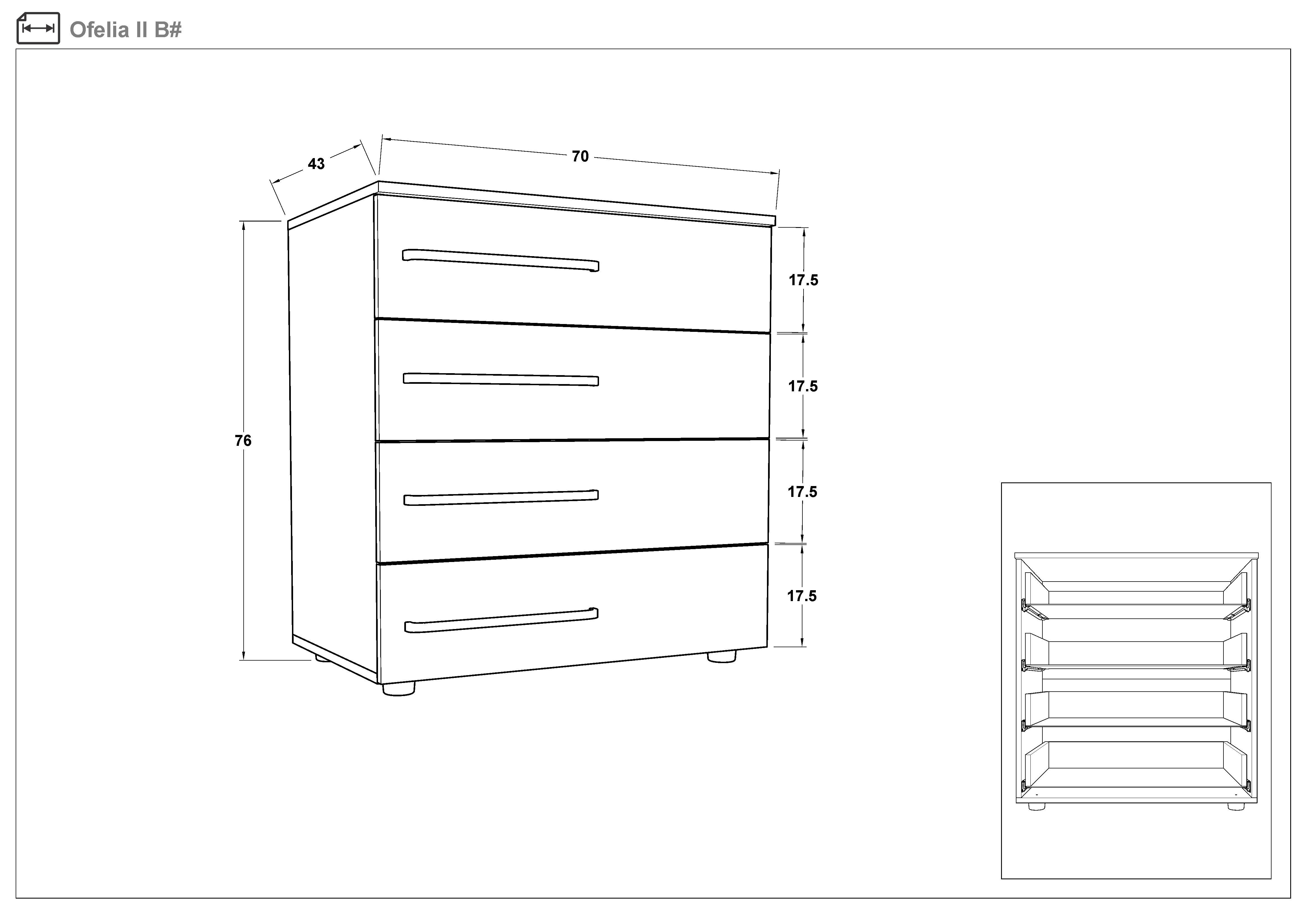 Comoda Ofelia, alb lucios  2