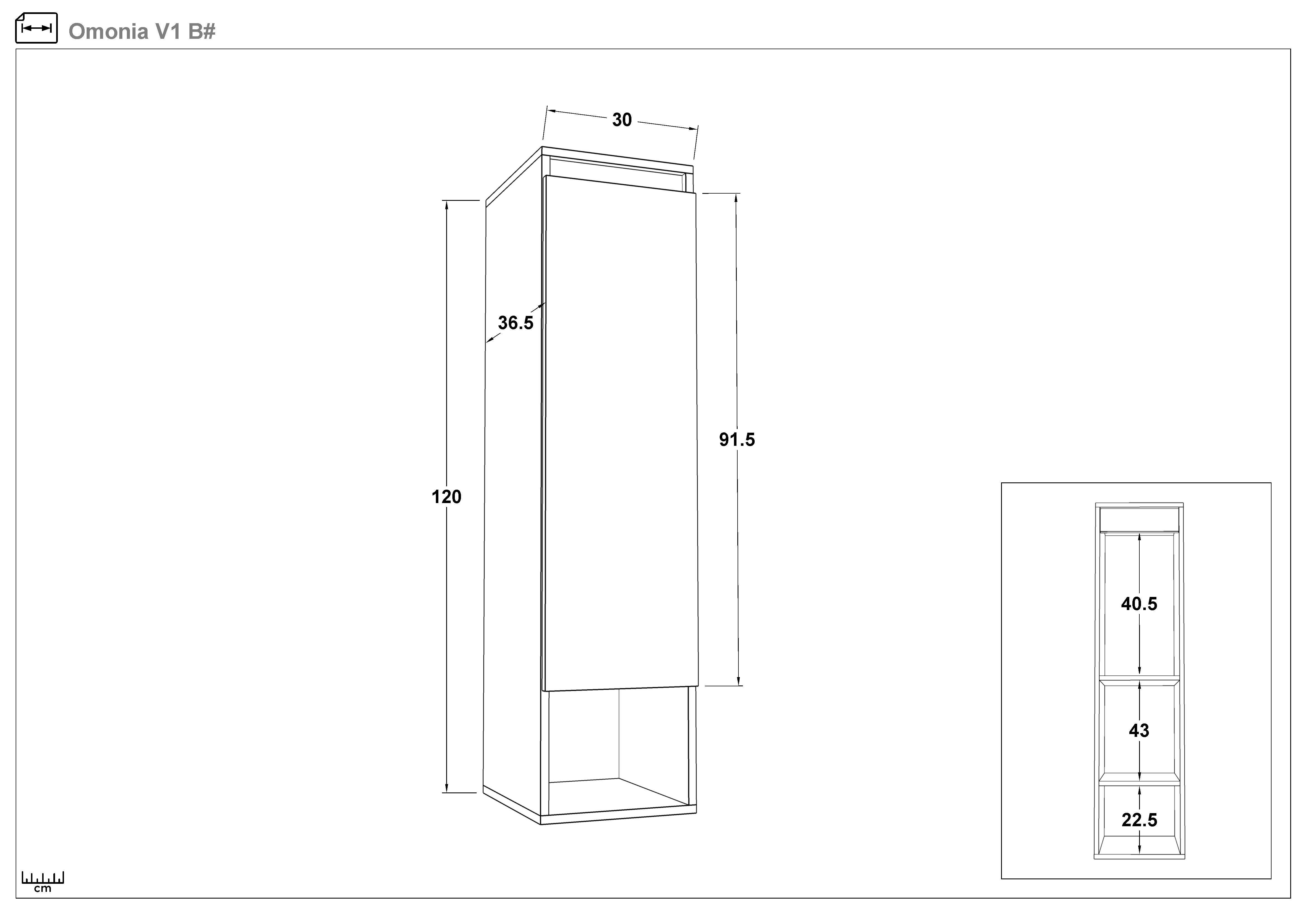 Set 2 buc. dulap Omonia V1, alb lucios + stejar sonoma  2