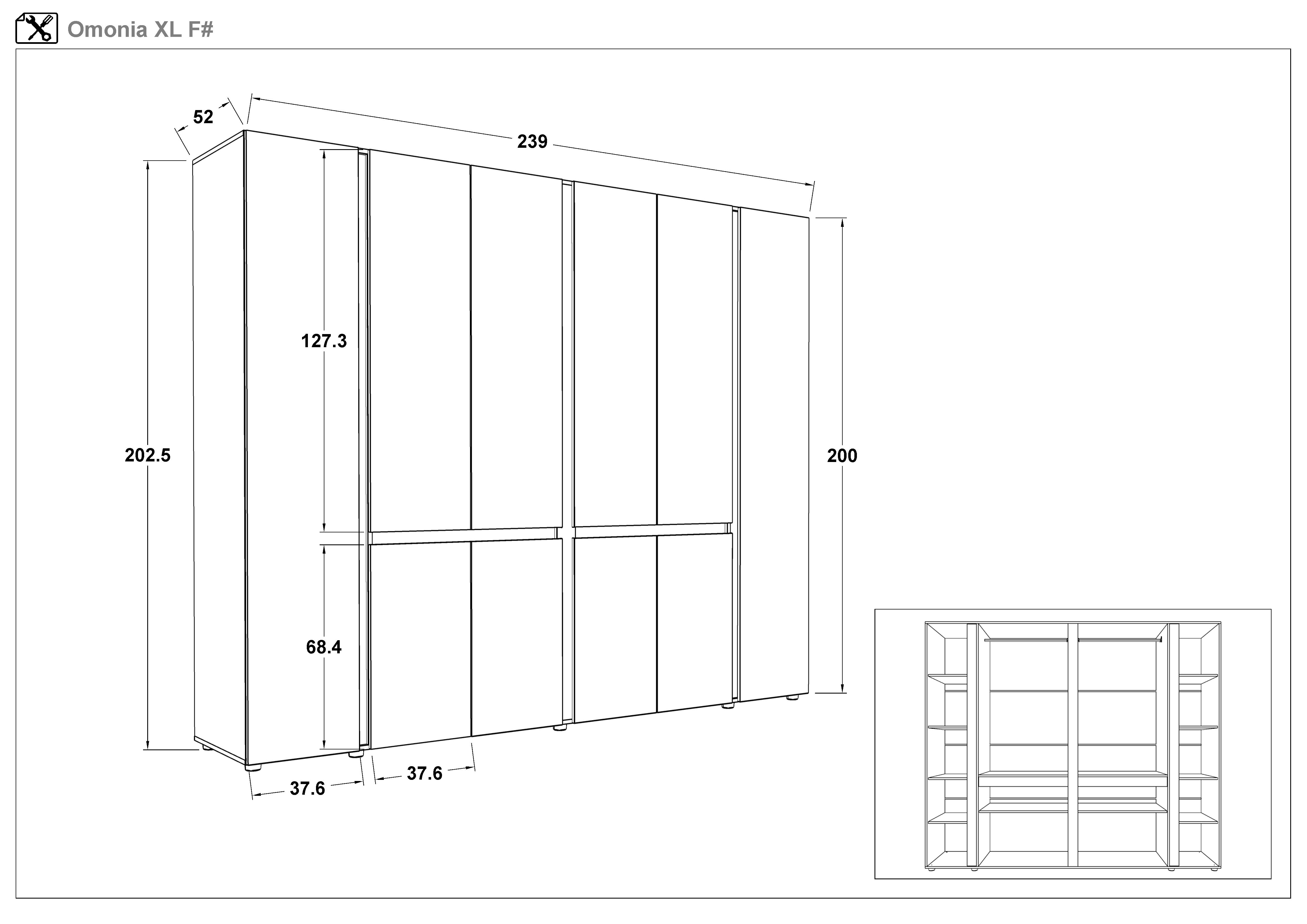 Шкаф Омония XL, белый глянец + дуб сонома  2