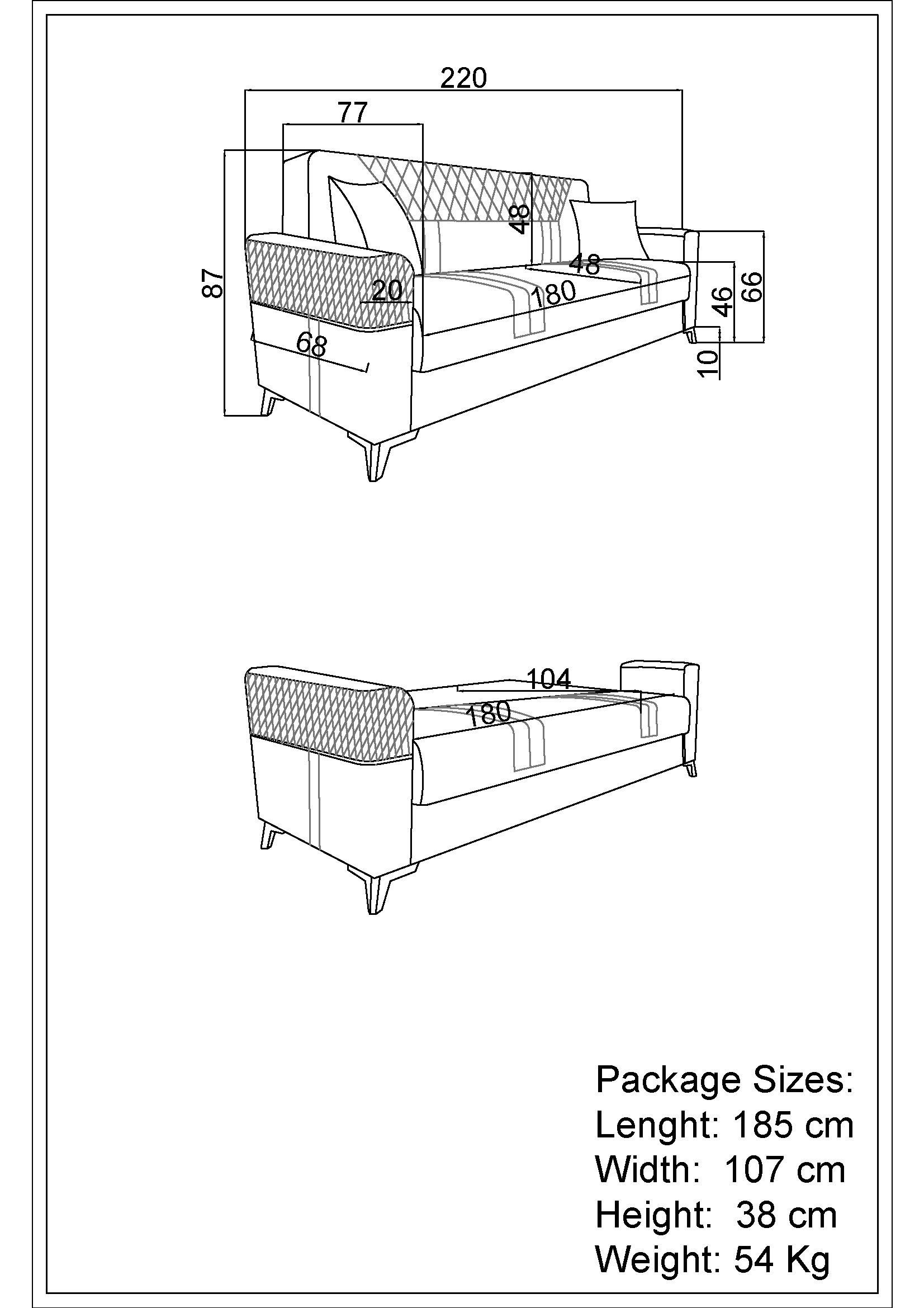 Canapea extensibila click- clack Bramo, gri  2