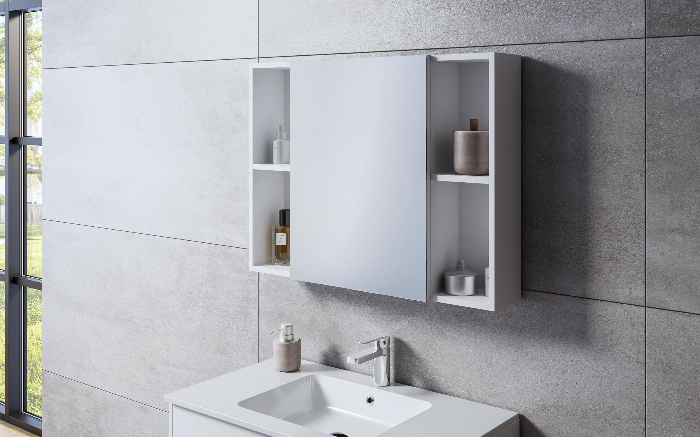 Dulap PVC pentru baie cu oglinda, alb  1