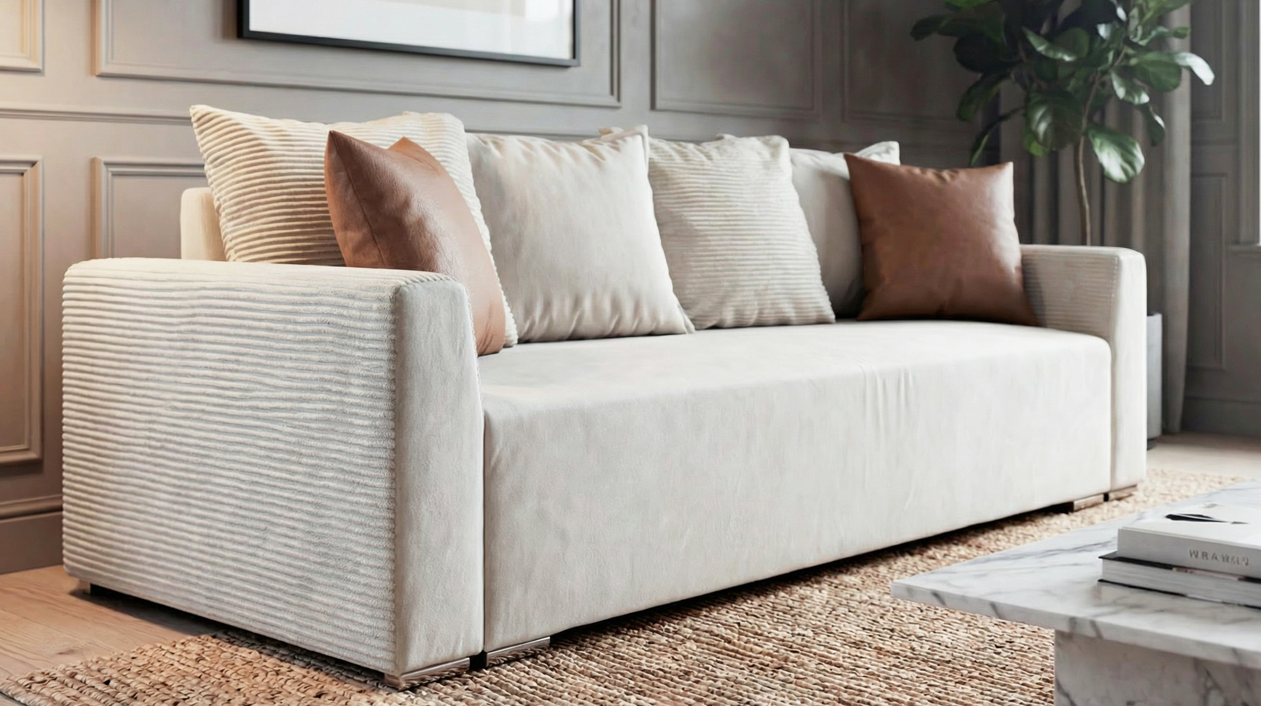 Canapea extensibila Kioto, bej deschis + maro deschis  3