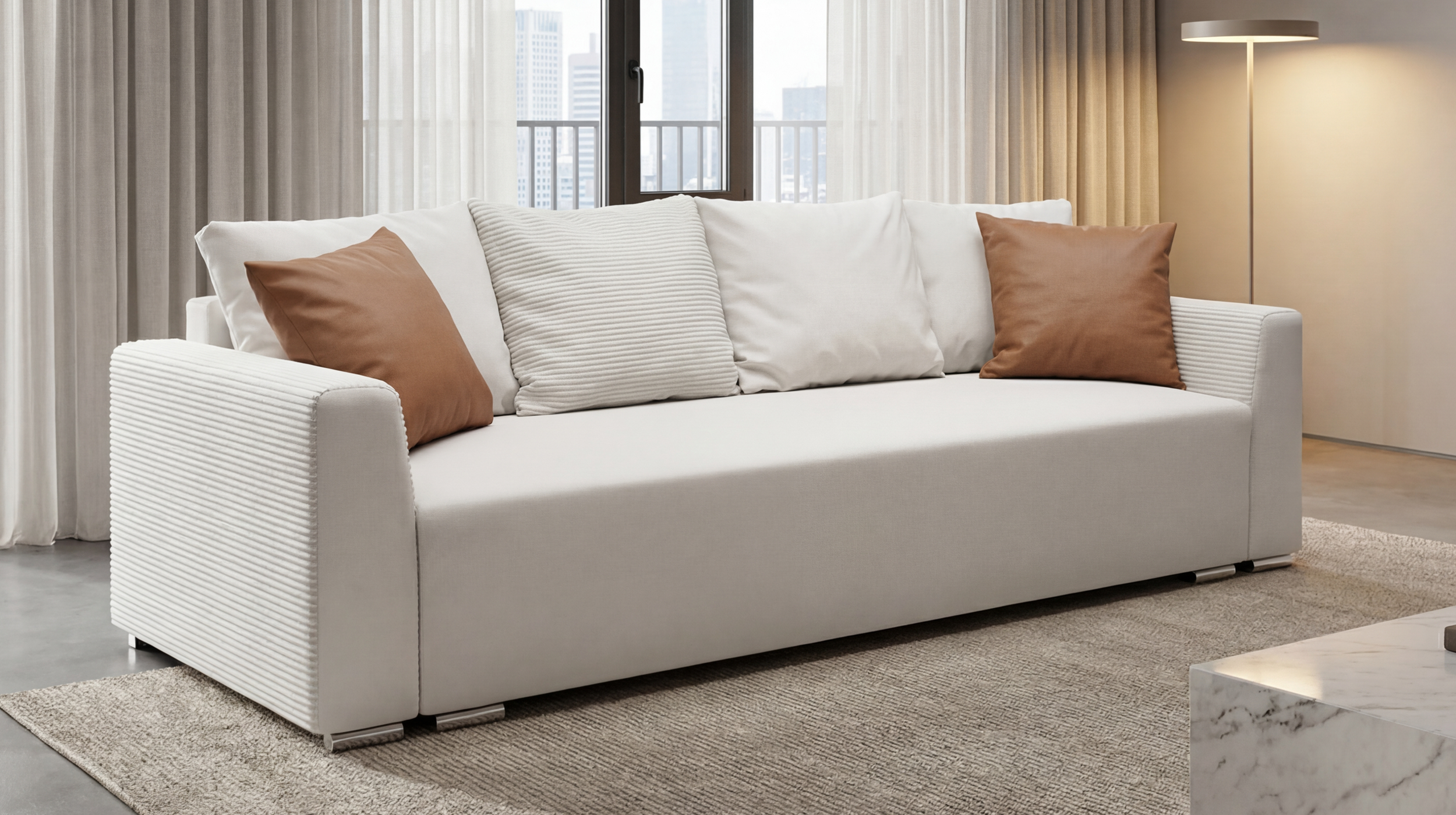 Canapea extensibila Kioto, bej deschis + maro deschis  4