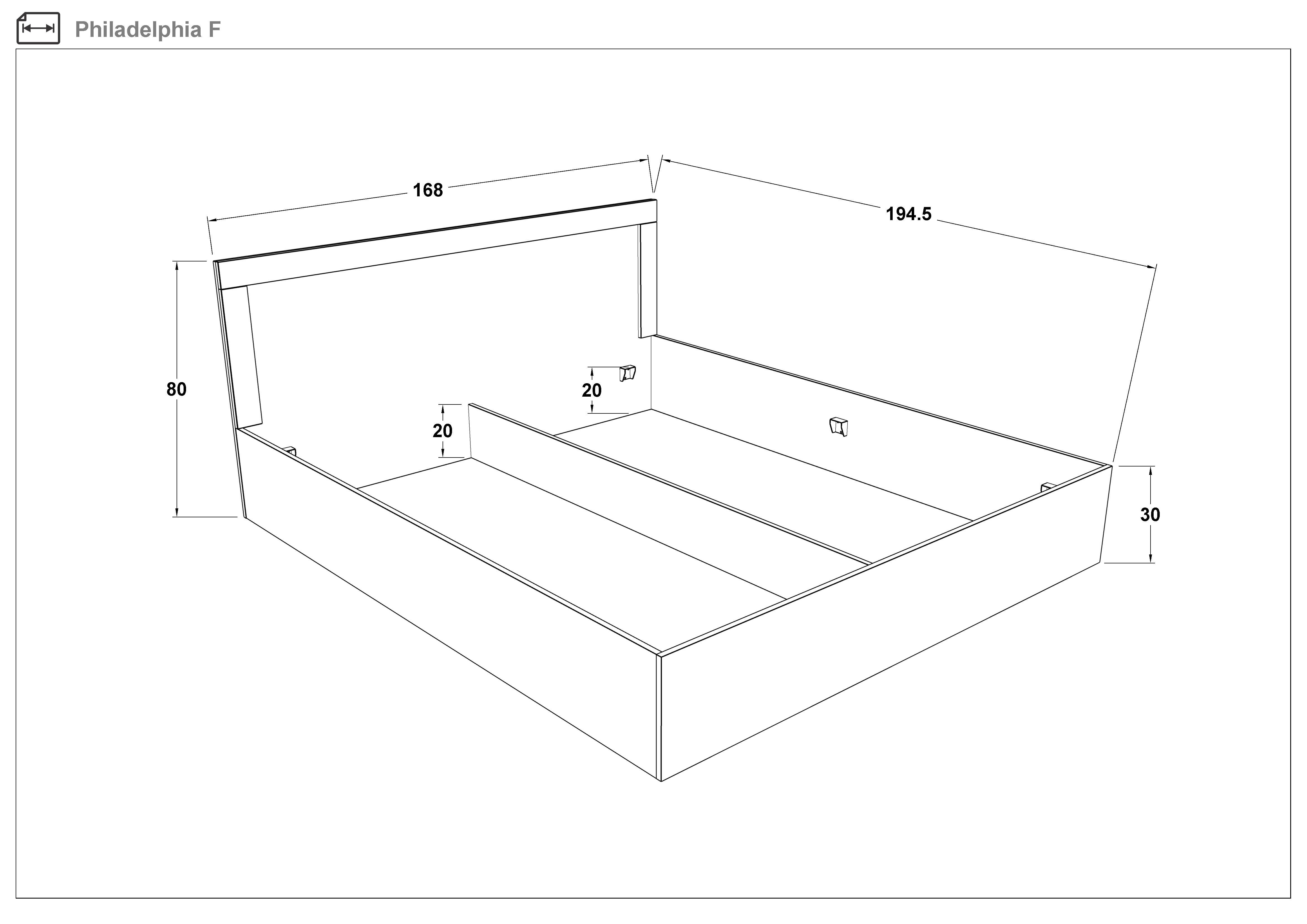 Pat dublu 164/190 Philadelphia + saltea Neo Dream + mecanism, stejar scandinav deschis  2