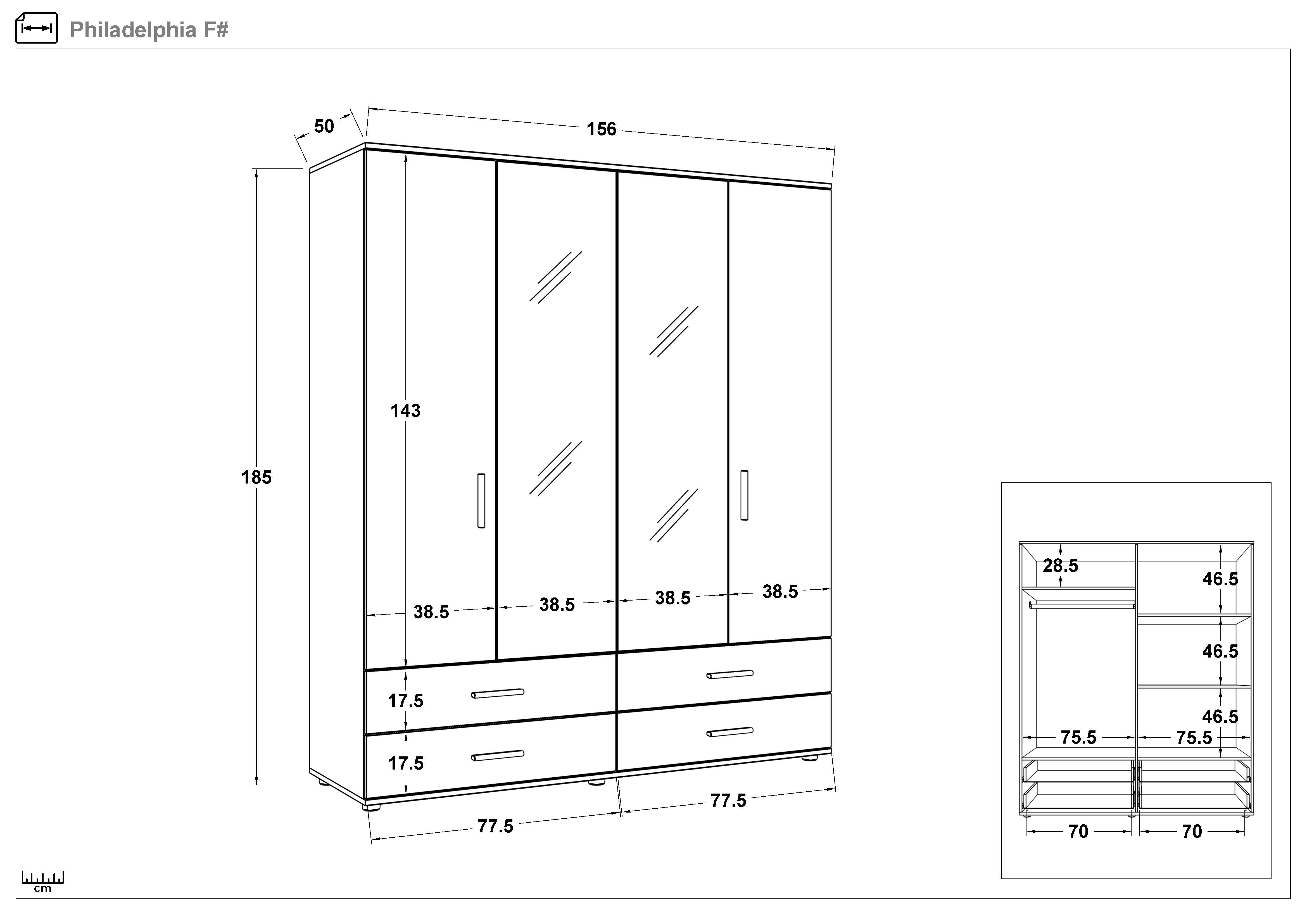 Set dormitor 160/200 Philadelphia S, stejar evoc + Magma  3