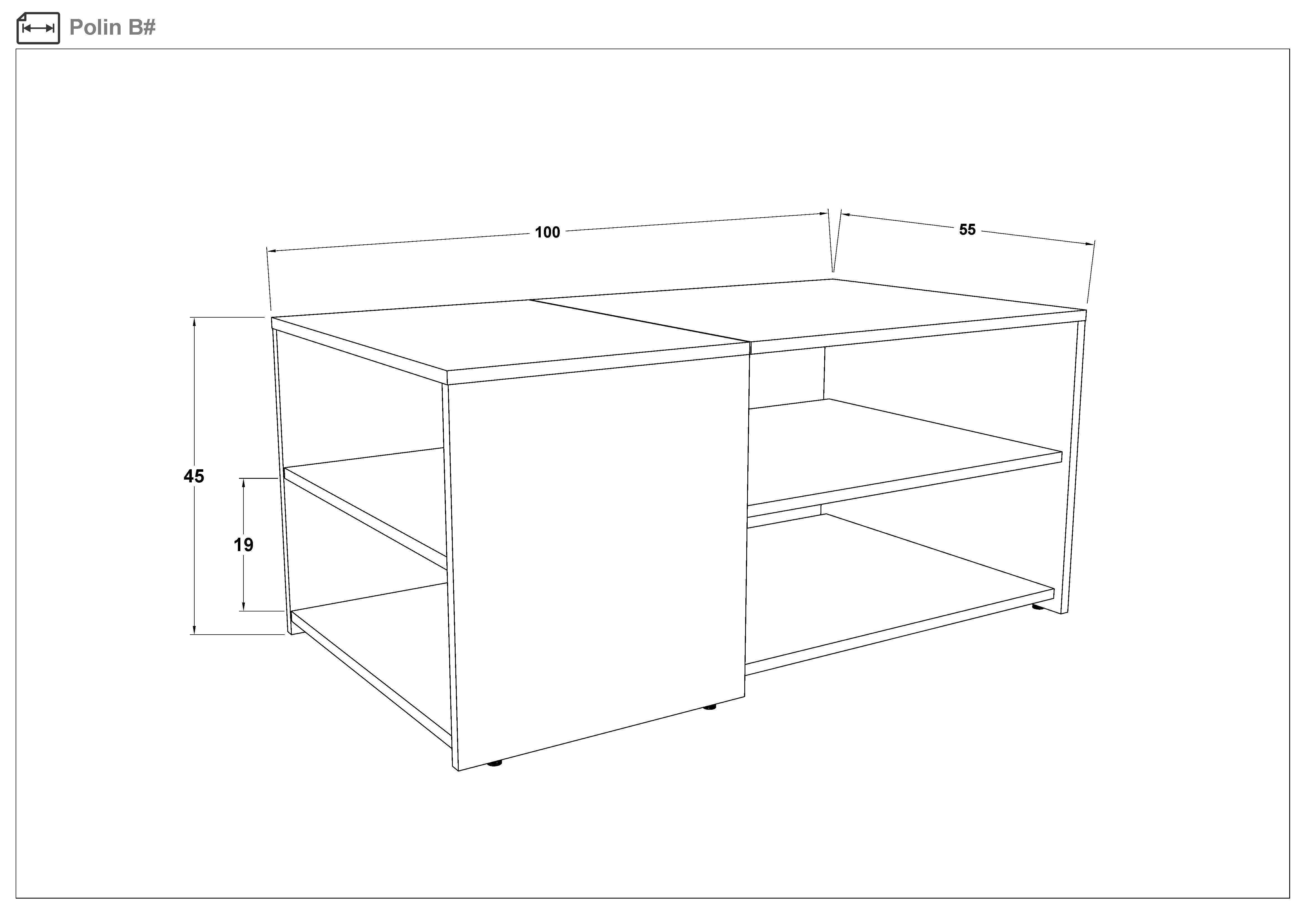 Masuta de cafea Polin, stejar scandinav inchis  2