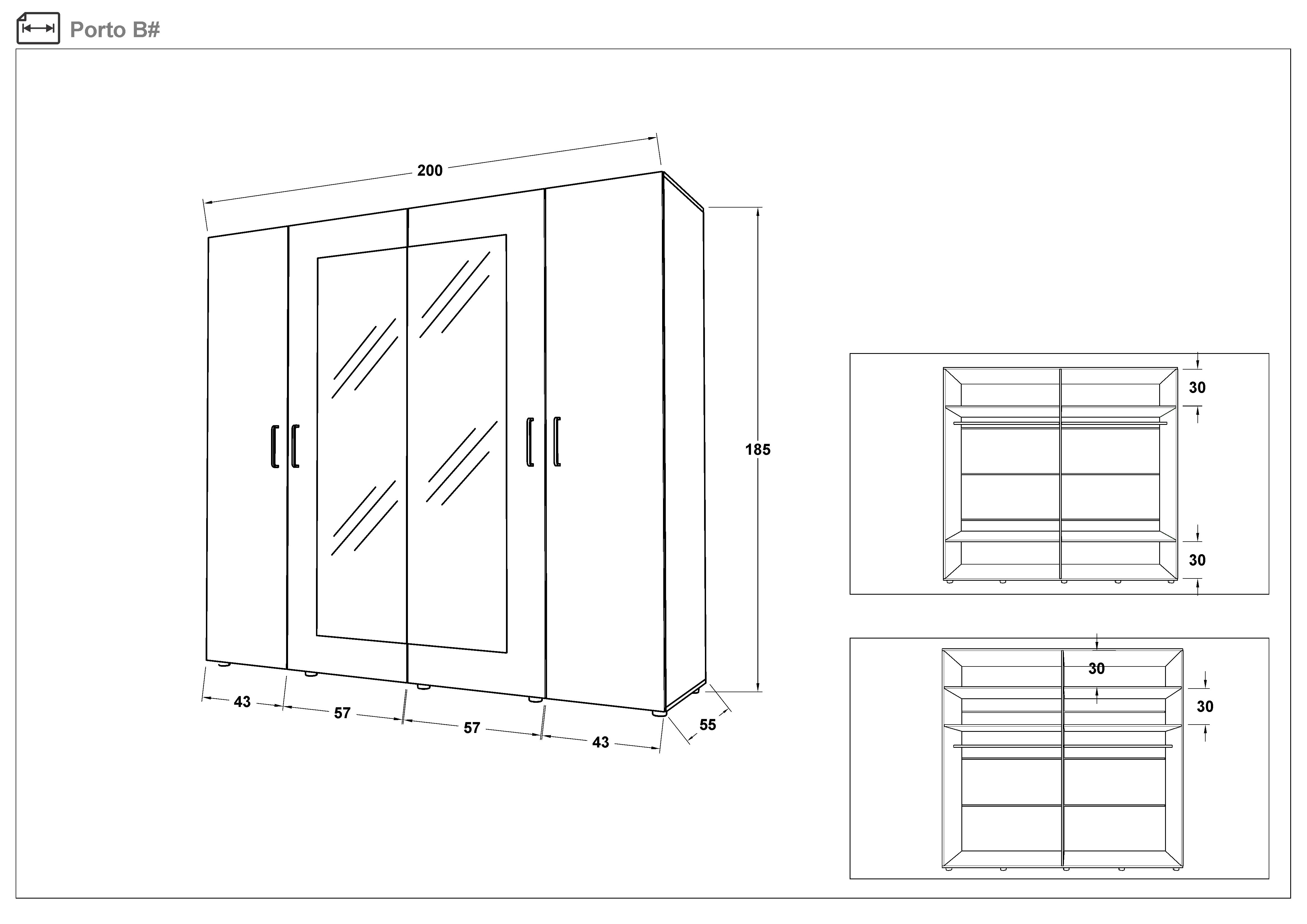 Dulap Porto, stejar sonoma + alb lucios  2