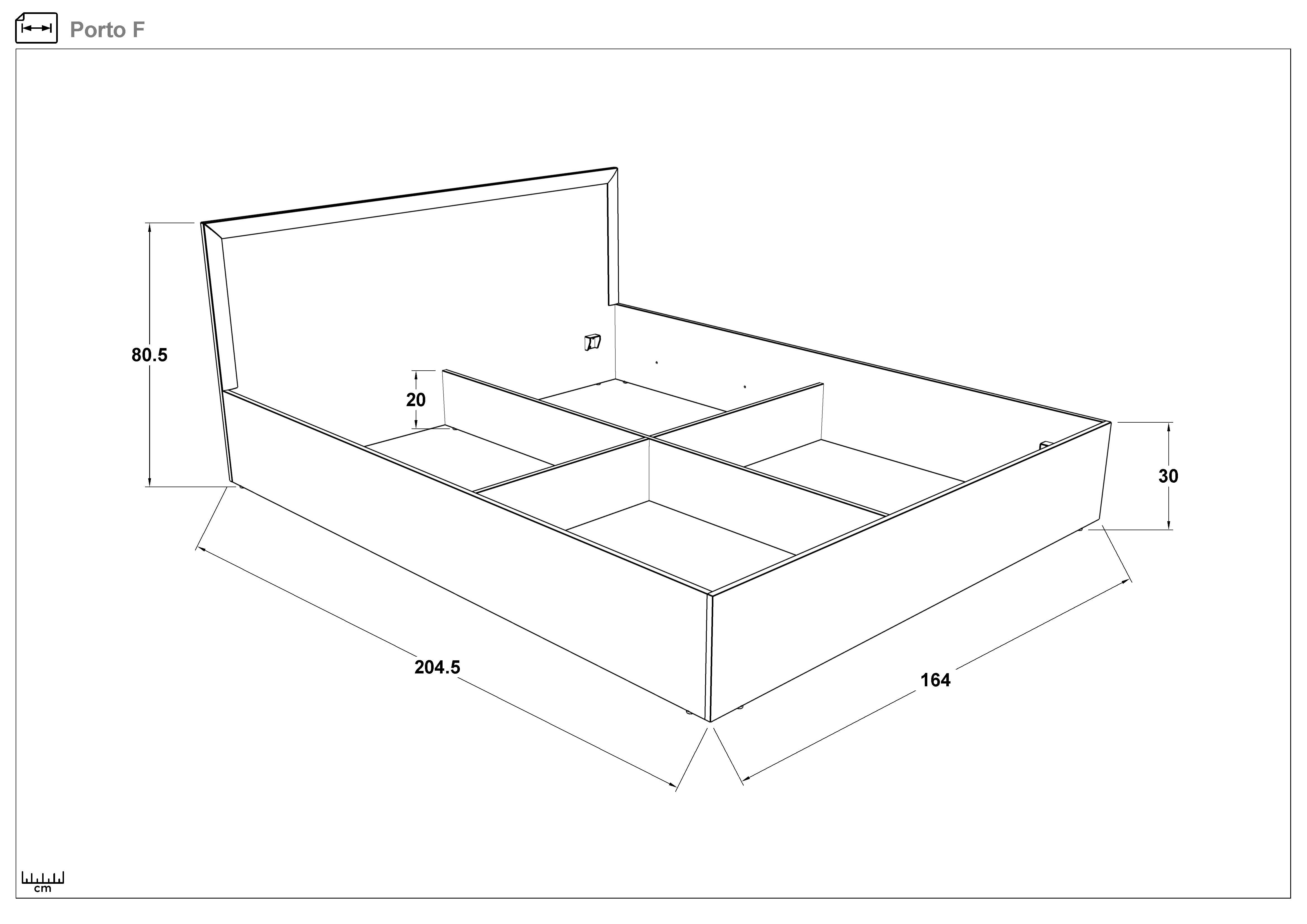 Pat dublu 160/200 Porto + saltea, stejar sonoma + wenge  2