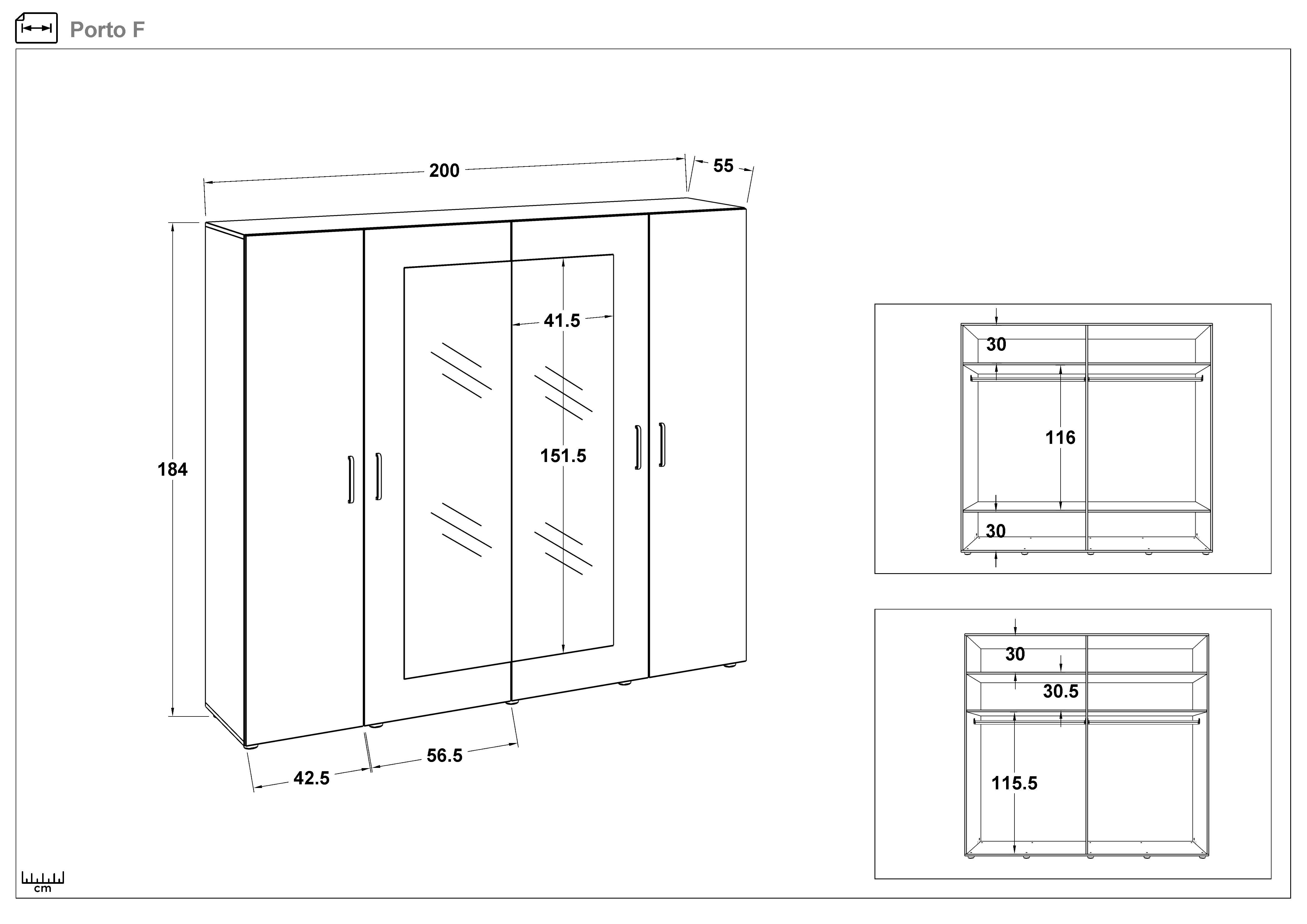 Dulap Porto, stejar sonoma + wenge  2