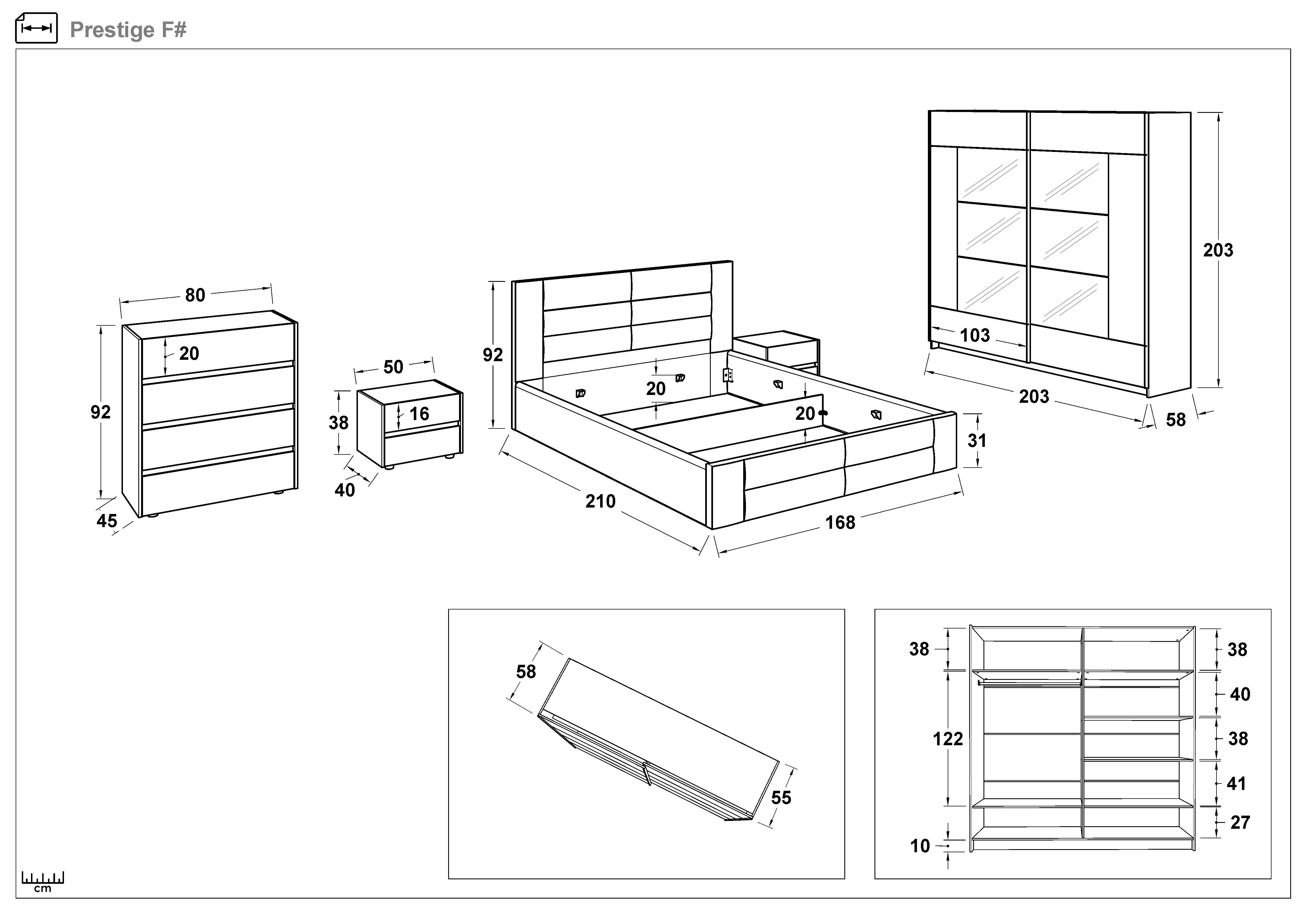 Set dormitor 160/200 Prestige, stejar antic + antracit mat + galben  2