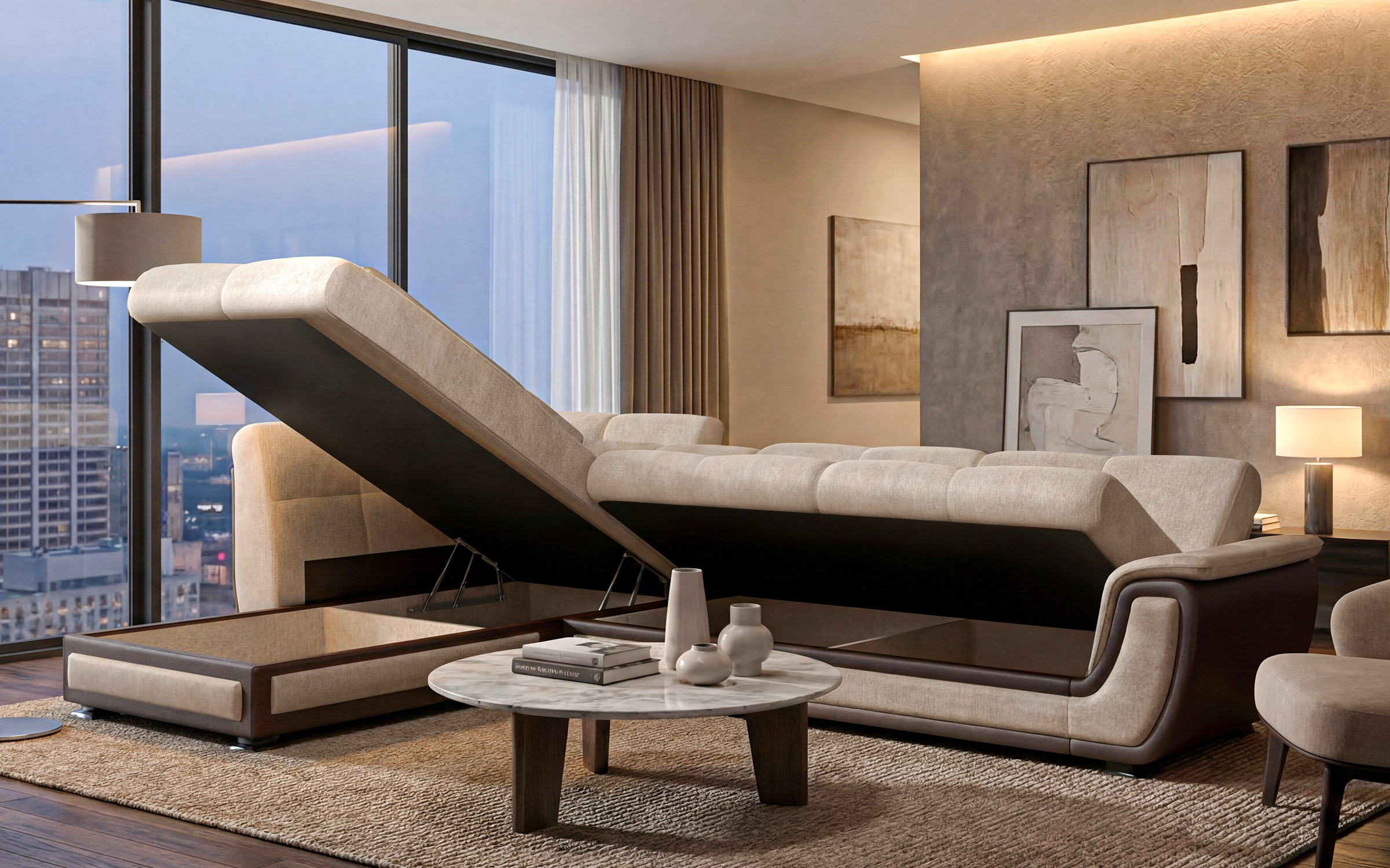 Coltar extensibil + mecanism click- clack Princess II, bej inchis + piele maro  4