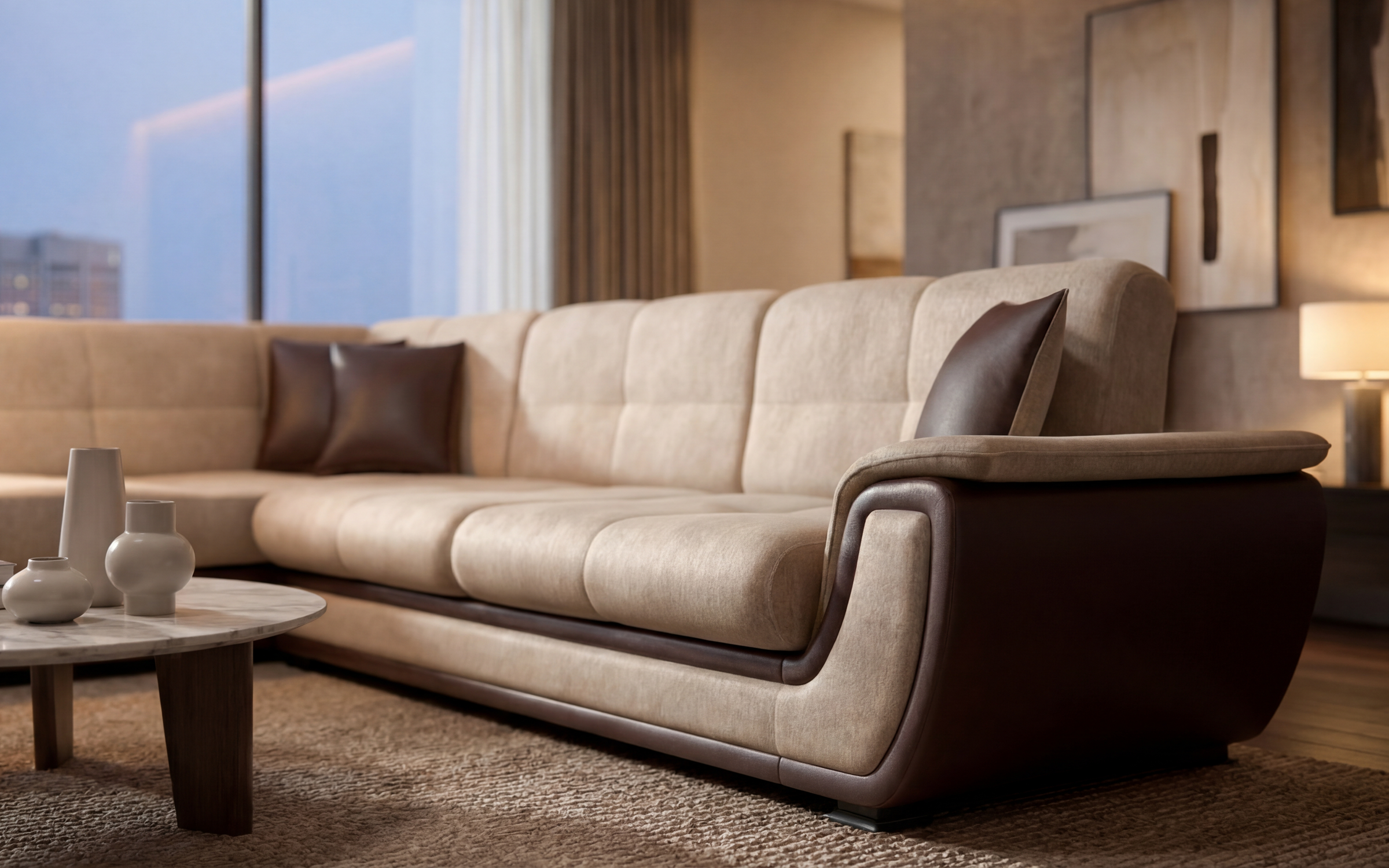 Coltar extensibil + mecanism click- clack Princess II, bej inchis + piele maro  6