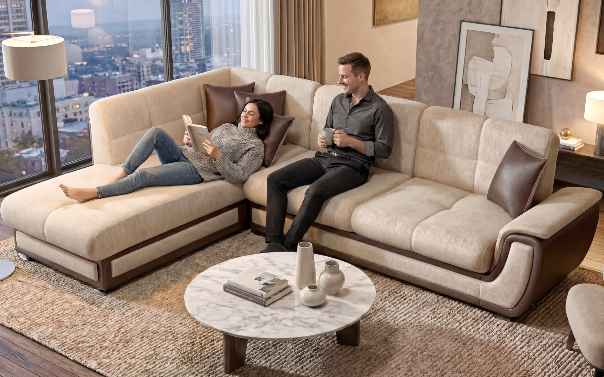 Coltar extensibil + mecanism click- clack Princess II, bej inchis + piele maro  9