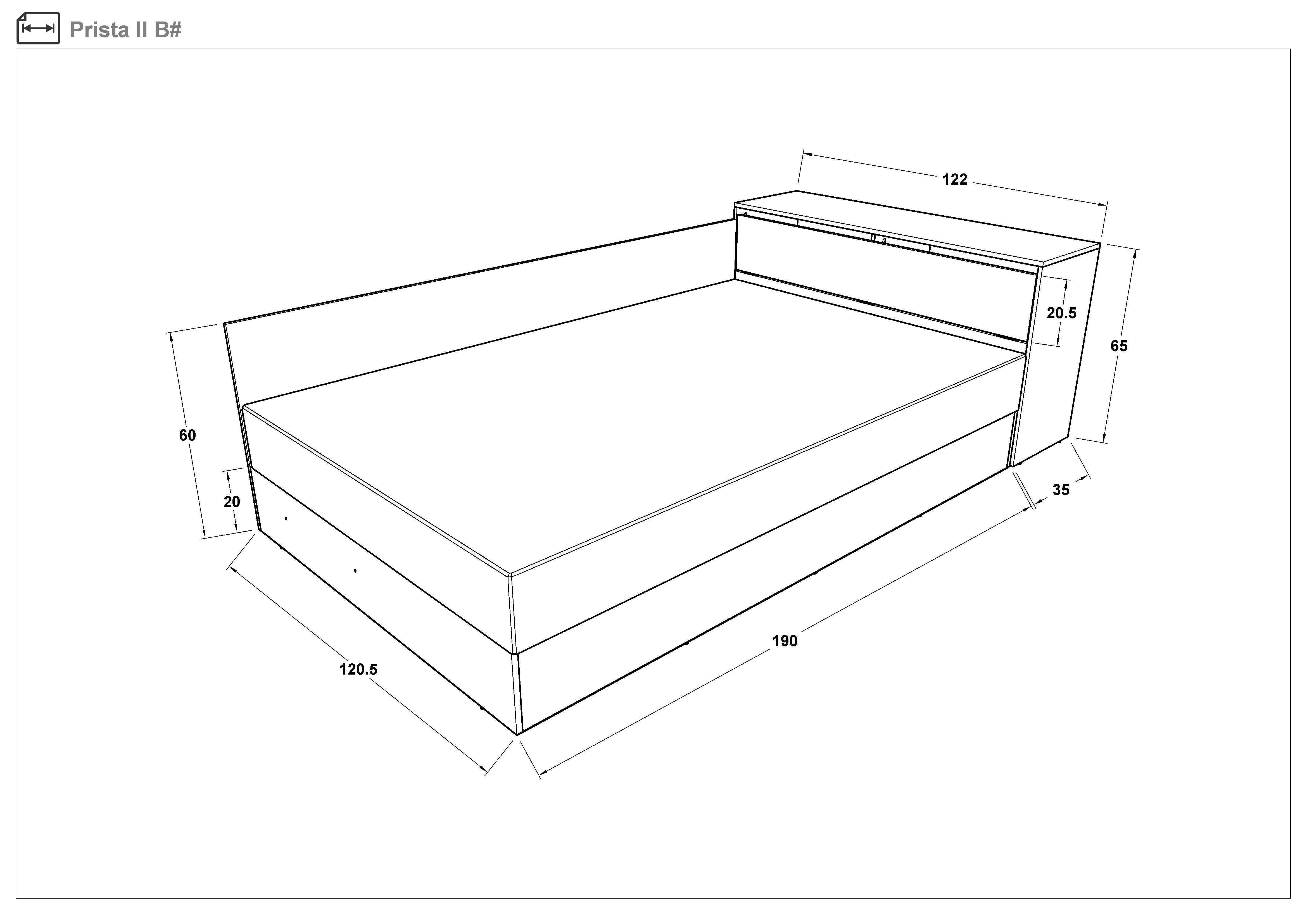 Кровать + ящик под матрас 120/190 Приста, венге  2