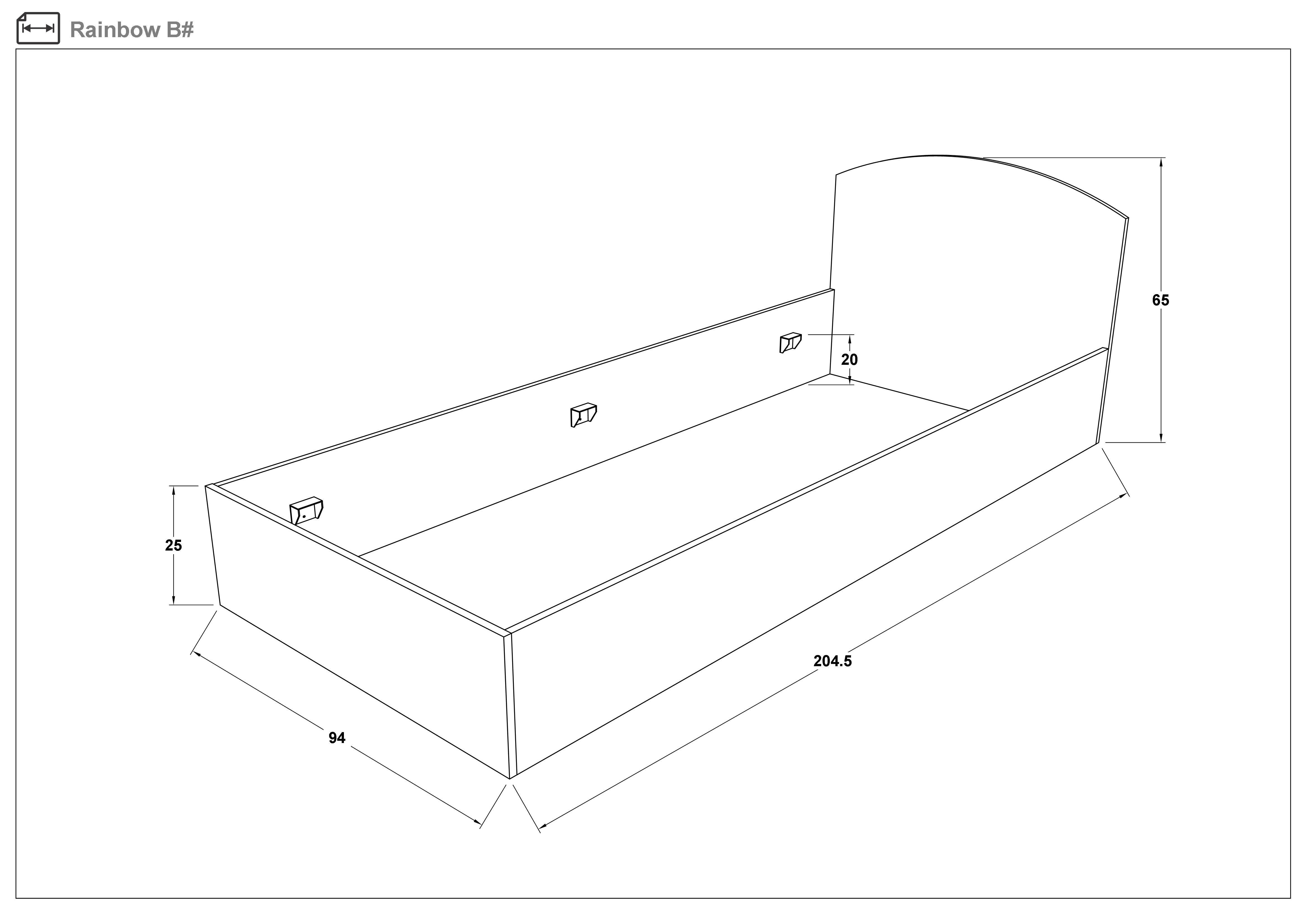 Pat Reinbow pentru saltea 90/200, stejar sonoma  2