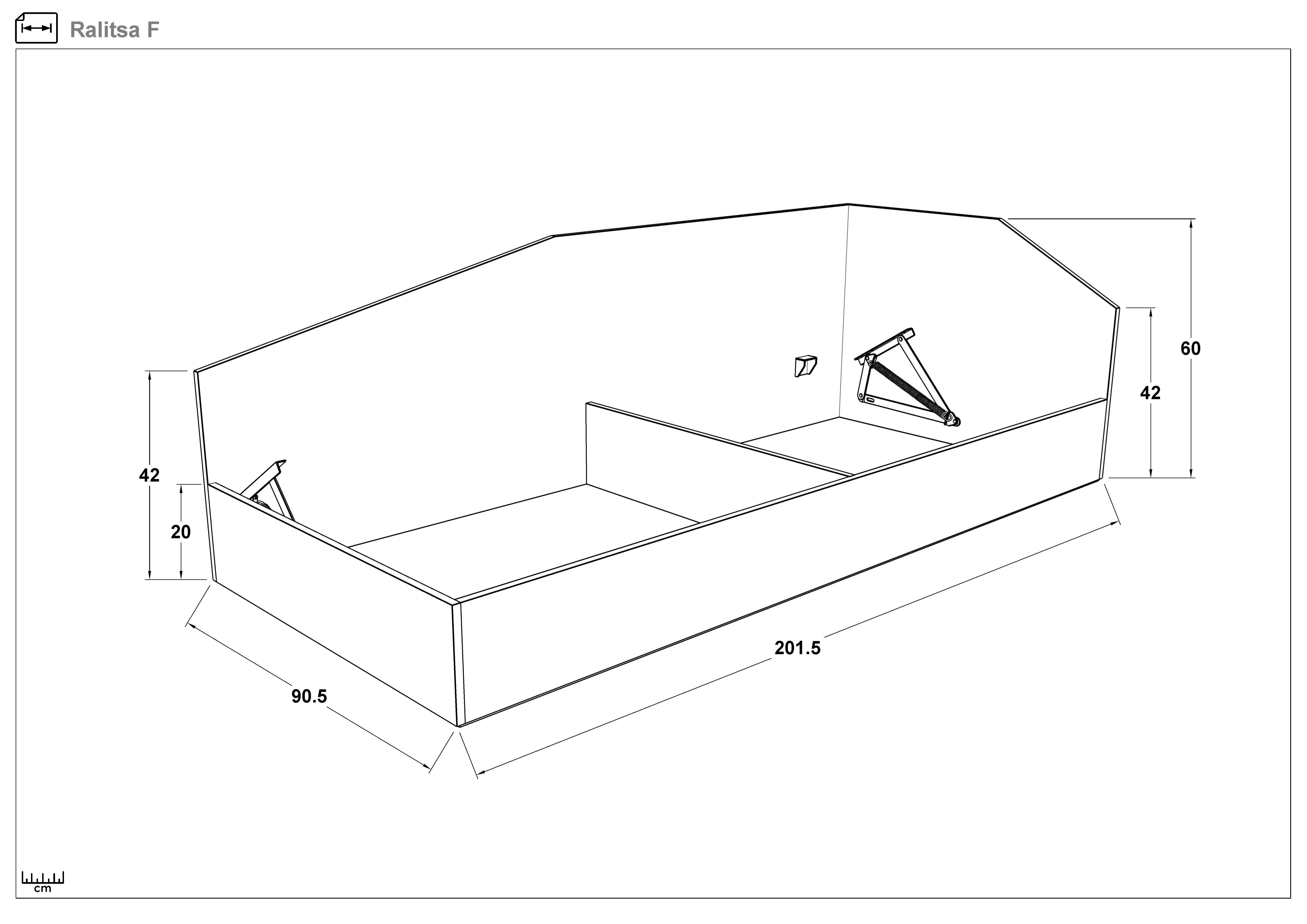 Pat cu mecanism 90/200 Ralitsa + saltea, casmir + stejar antracit  2