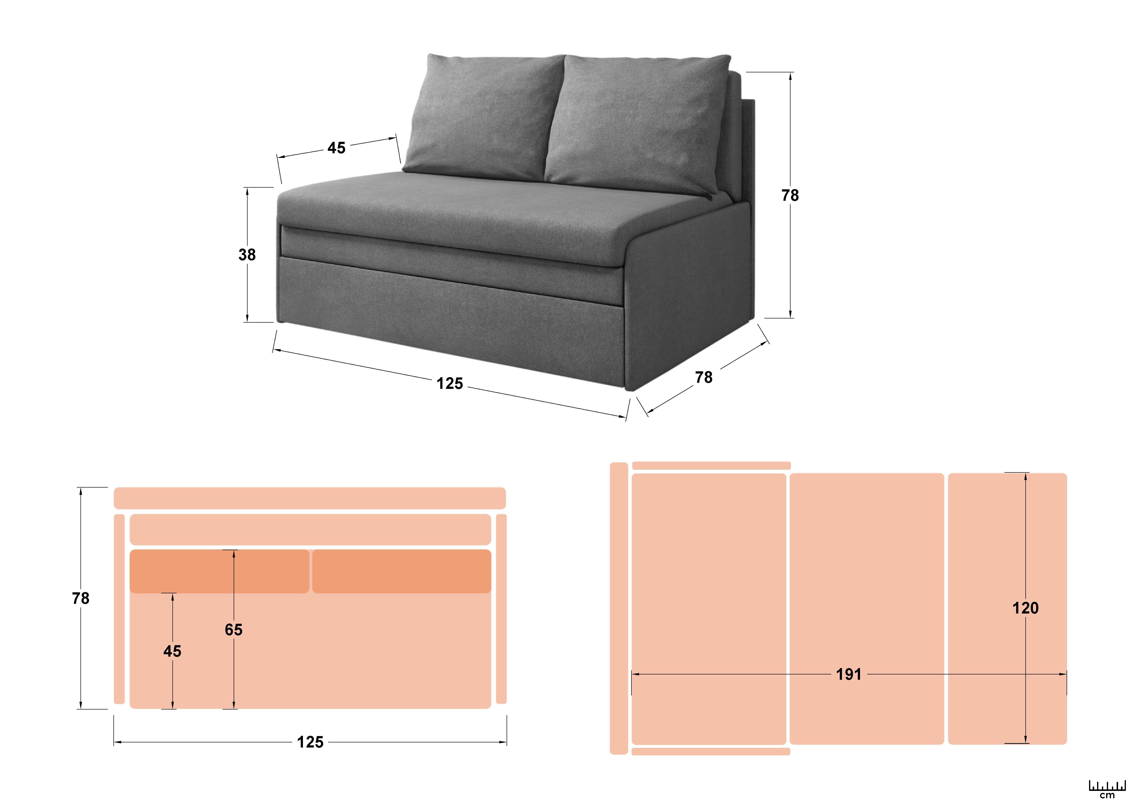 Canapea extensibila Randi, turcoaz  2