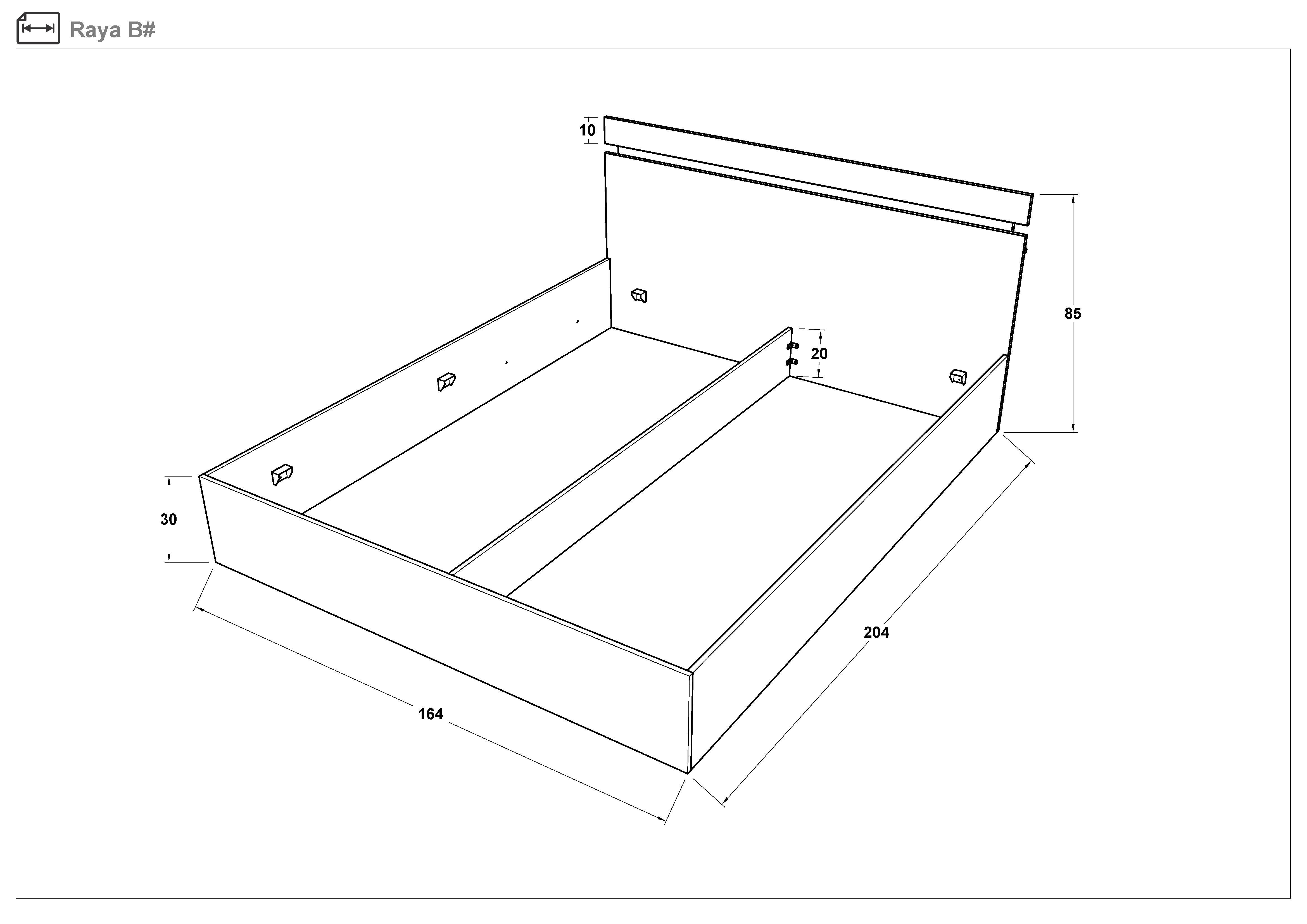 Pat dublu 160/200 Raya, antracit mat + alb lucios  2