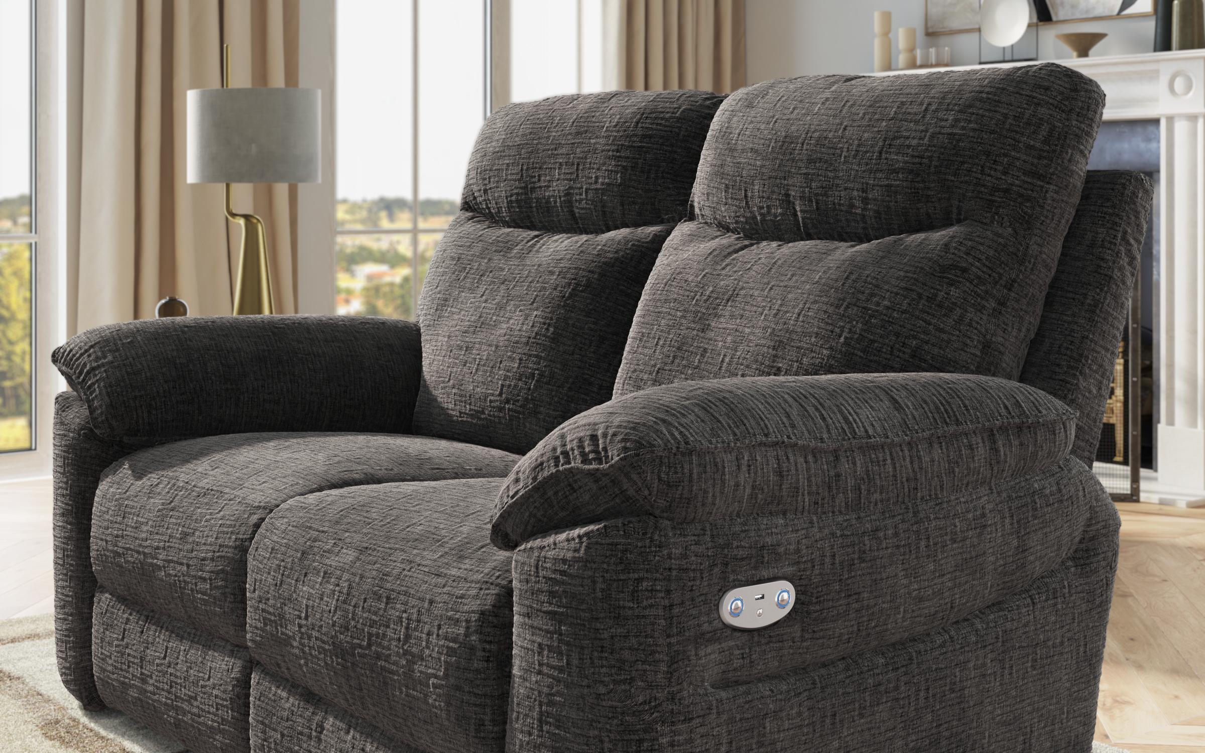 Recliner Adesto cu doua locuri /cu mecanism electric/, gri inchis  3
