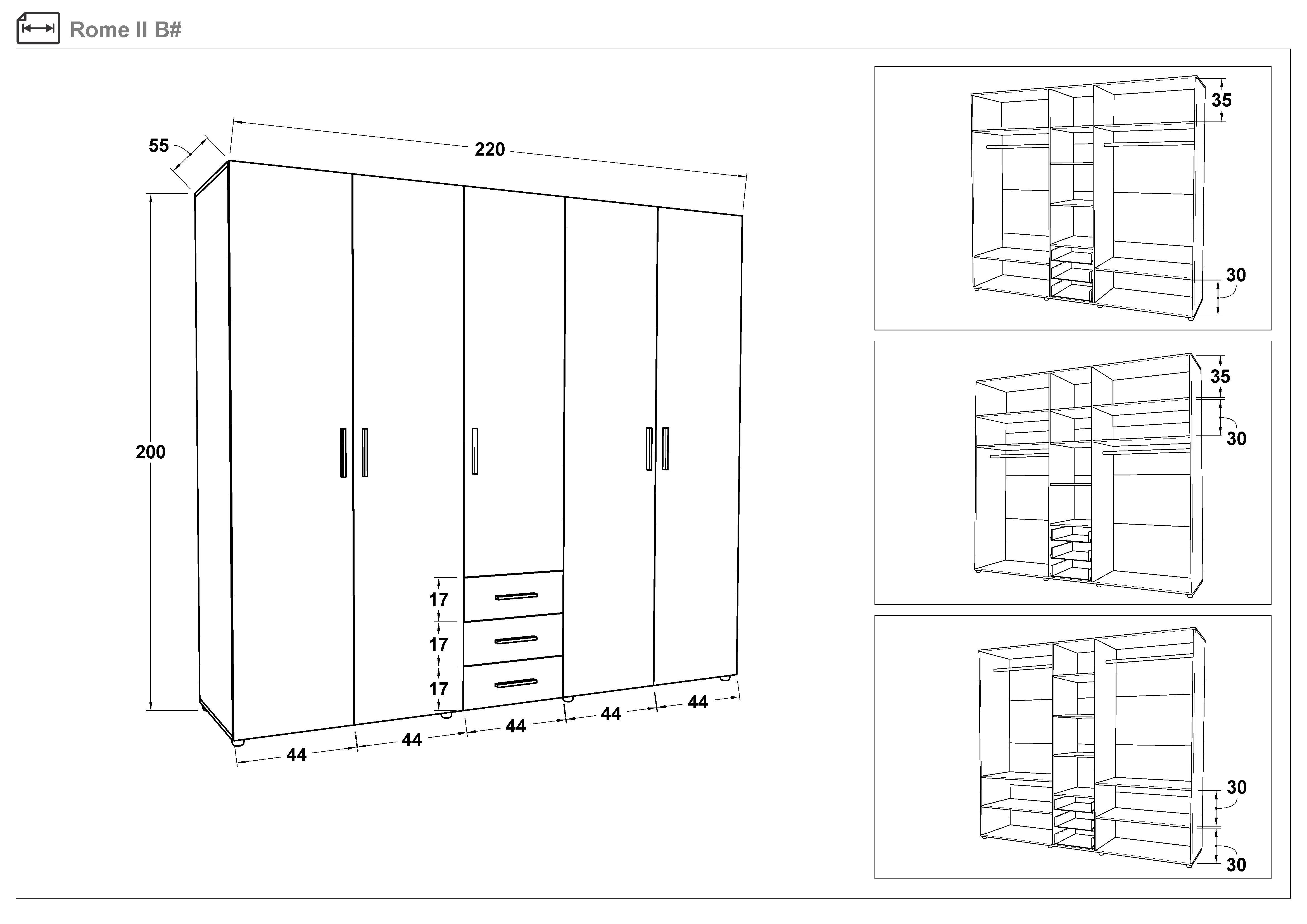 Dulap Roma, stejar evoc + beton  2