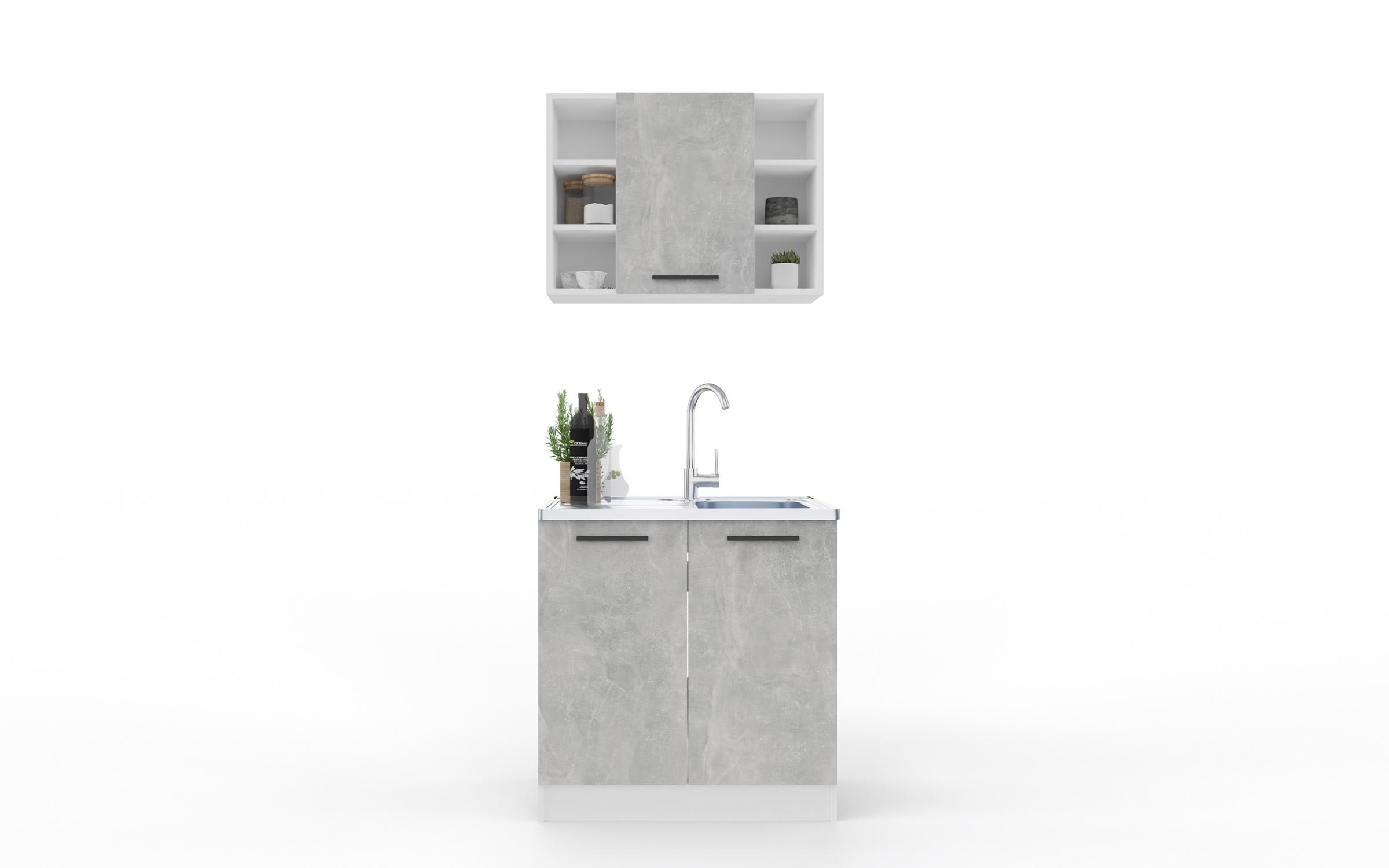 Кухня Сатио 80, белый + Smart Concrete  2