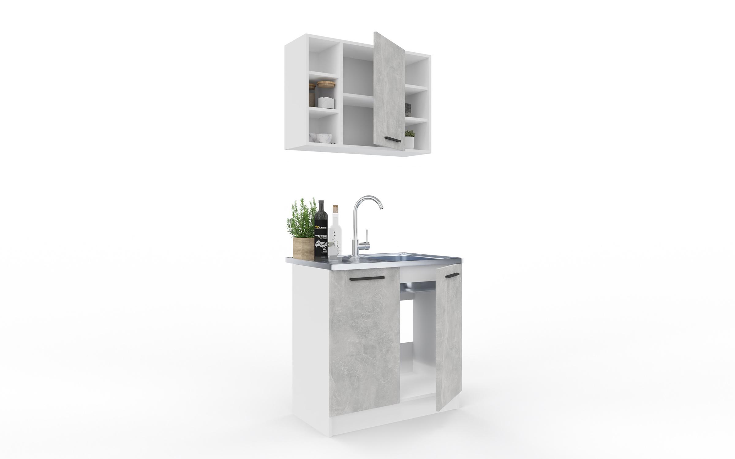 Кухня Сатио 80, белый + Smart Concrete  4