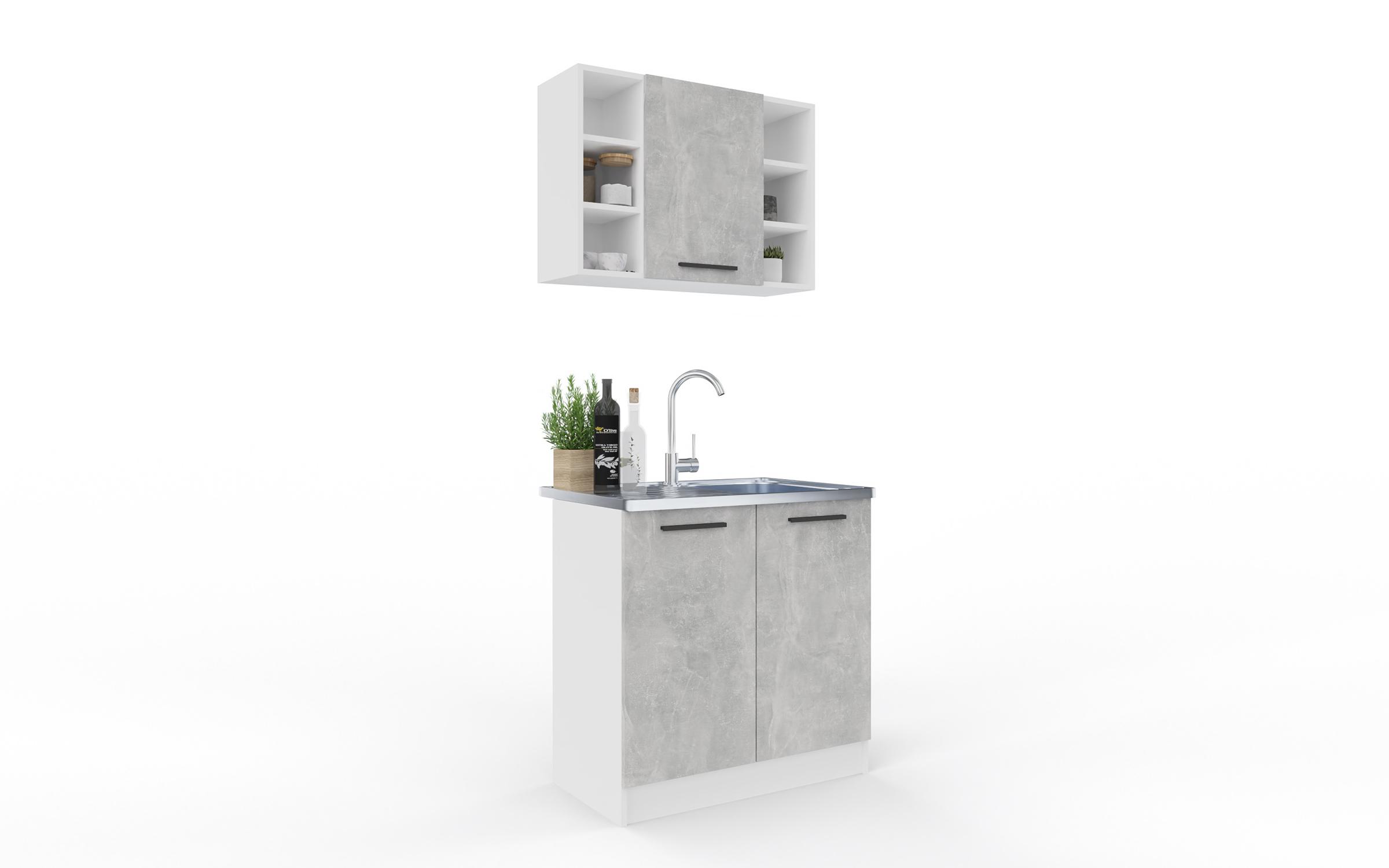 Кухня Сатио 80, белый + Smart Concrete  3