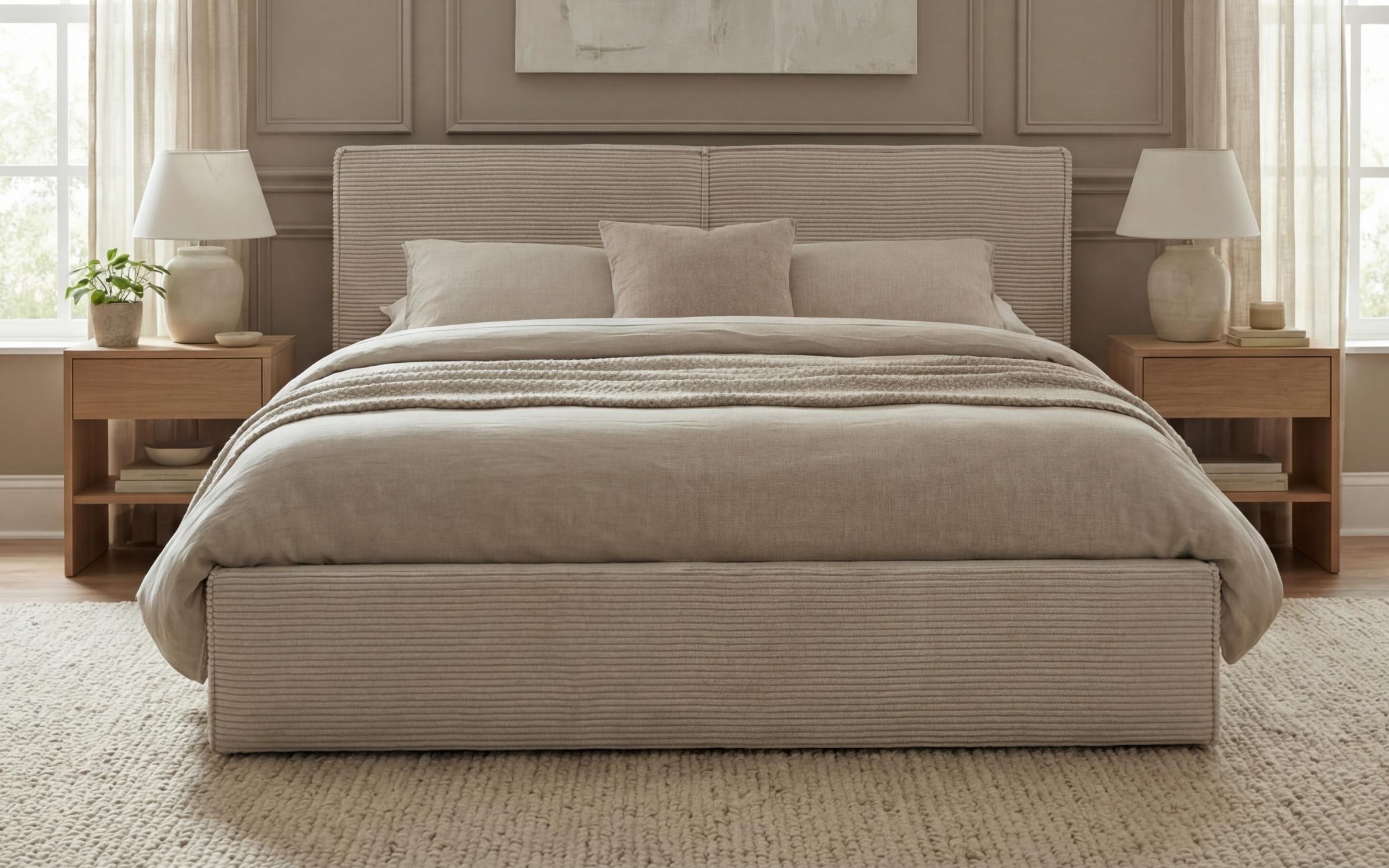 Pat dublu tapitat 160/200 Siera, bej deschis  2