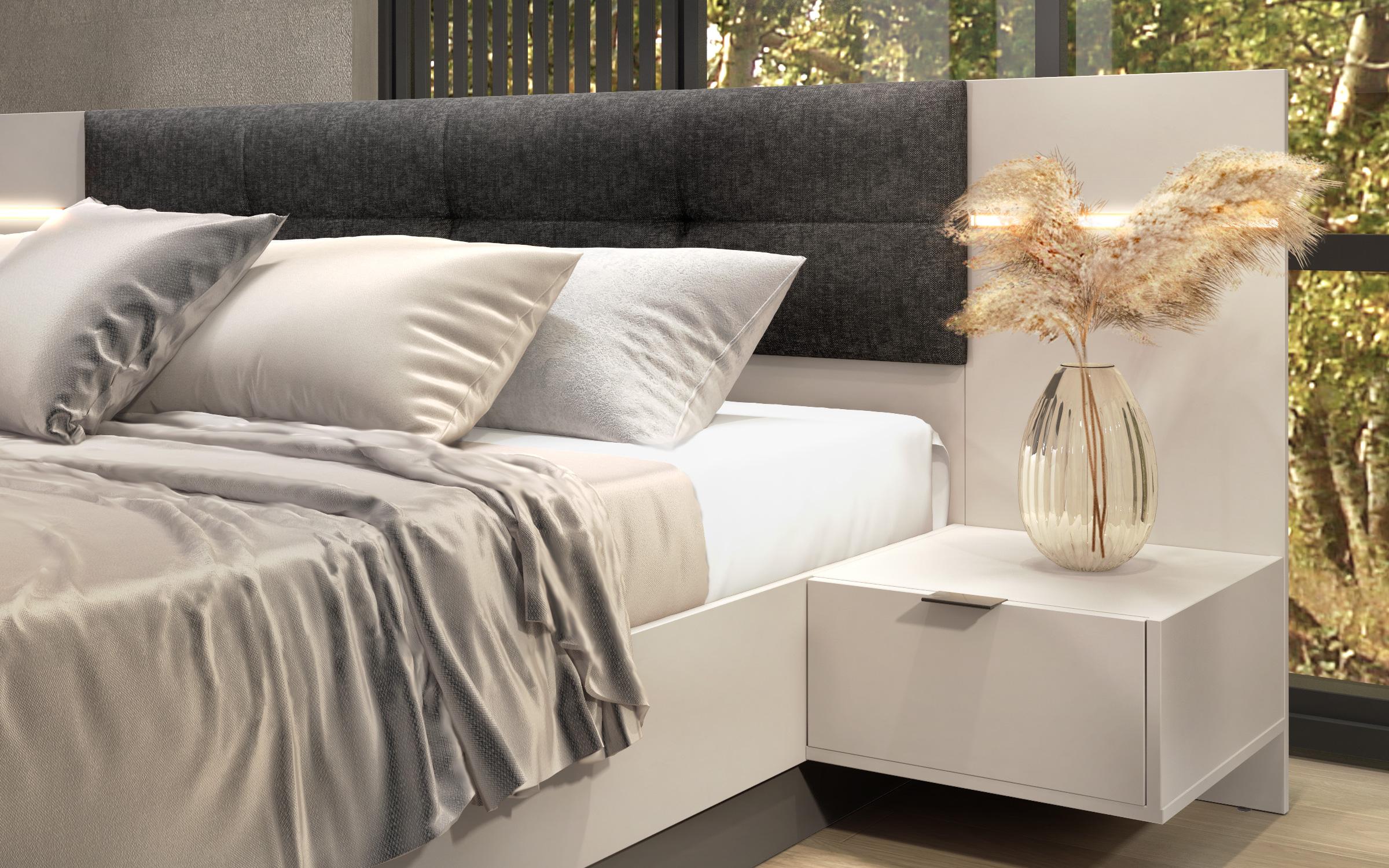 Set dormitor Alinor Sens + LED pentru saltea 160/200, casmir + antracit mat  4