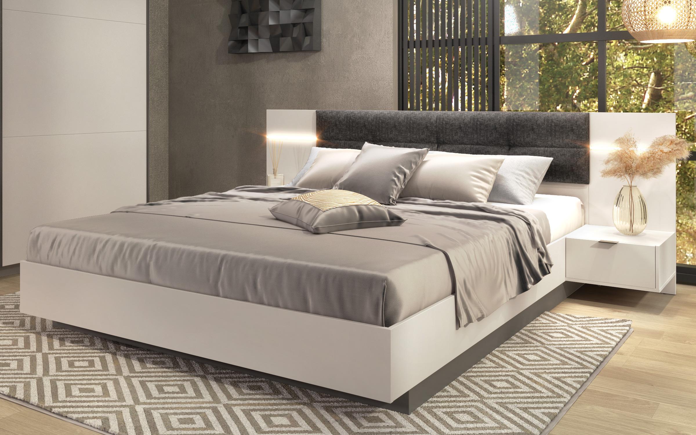 Set dormitor Alinor Sens + LED pentru saltea 160/200, casmir + antracit mat  3