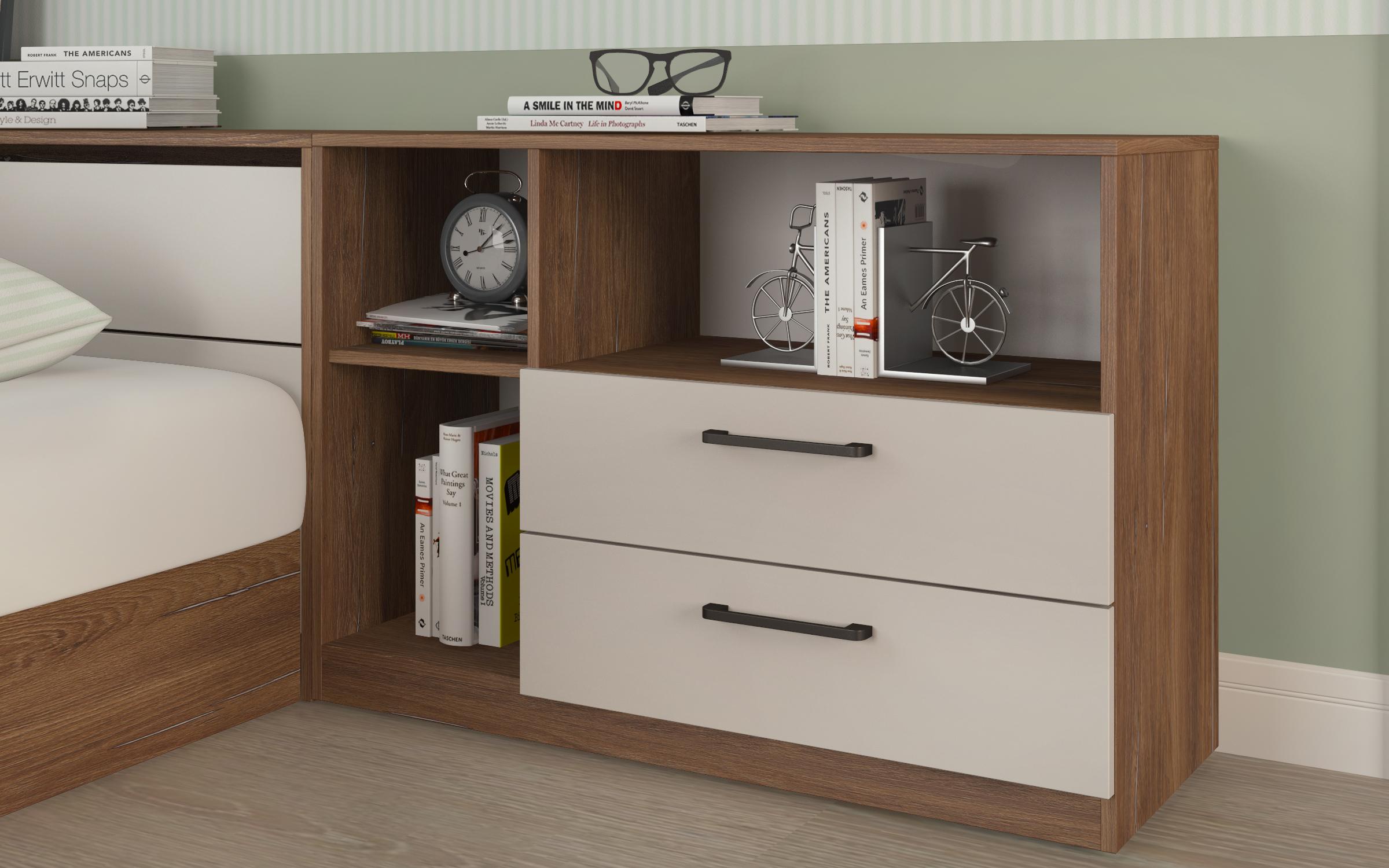 Set dormitor Lorence pentru saltea cu o fata 120/190, stejar vintage + casmir  3