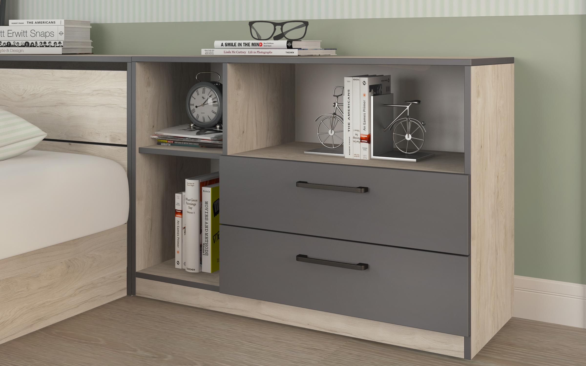 Set dormitor Lorence + saltea cu o fata 120/190, rockford deschis + antracit  3
