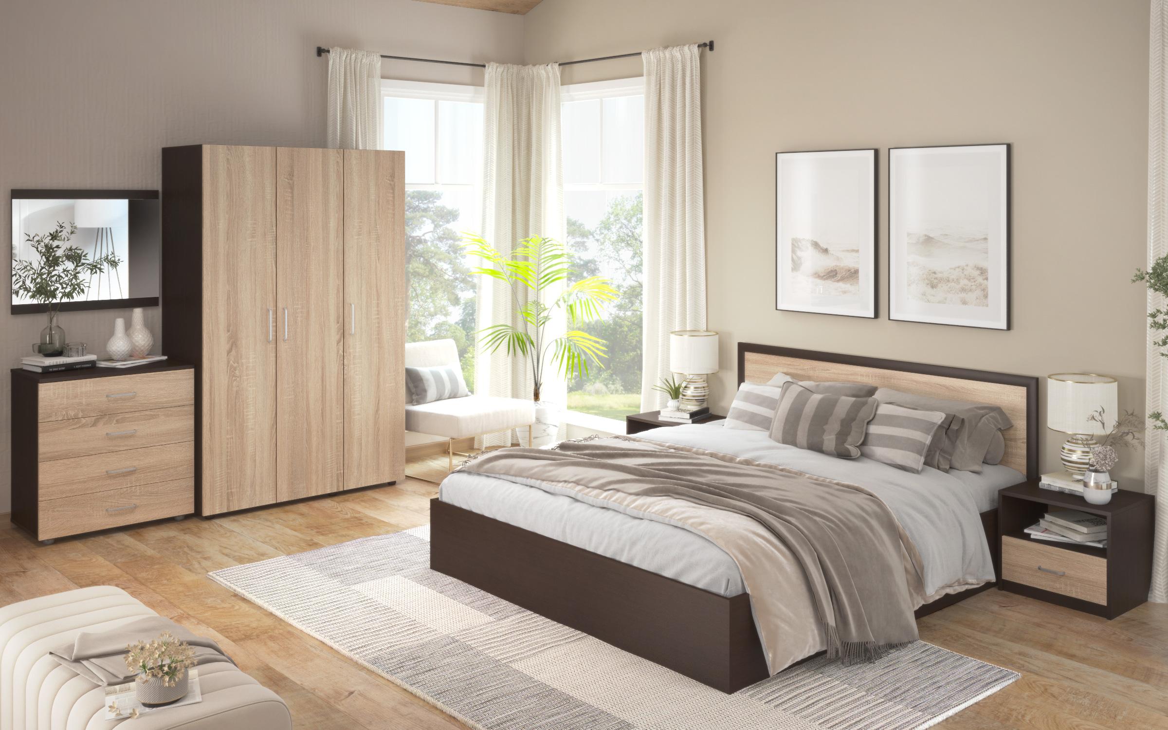Set dormitor Nadejda + saltea 164/190, wenge + stejar sonoma  6