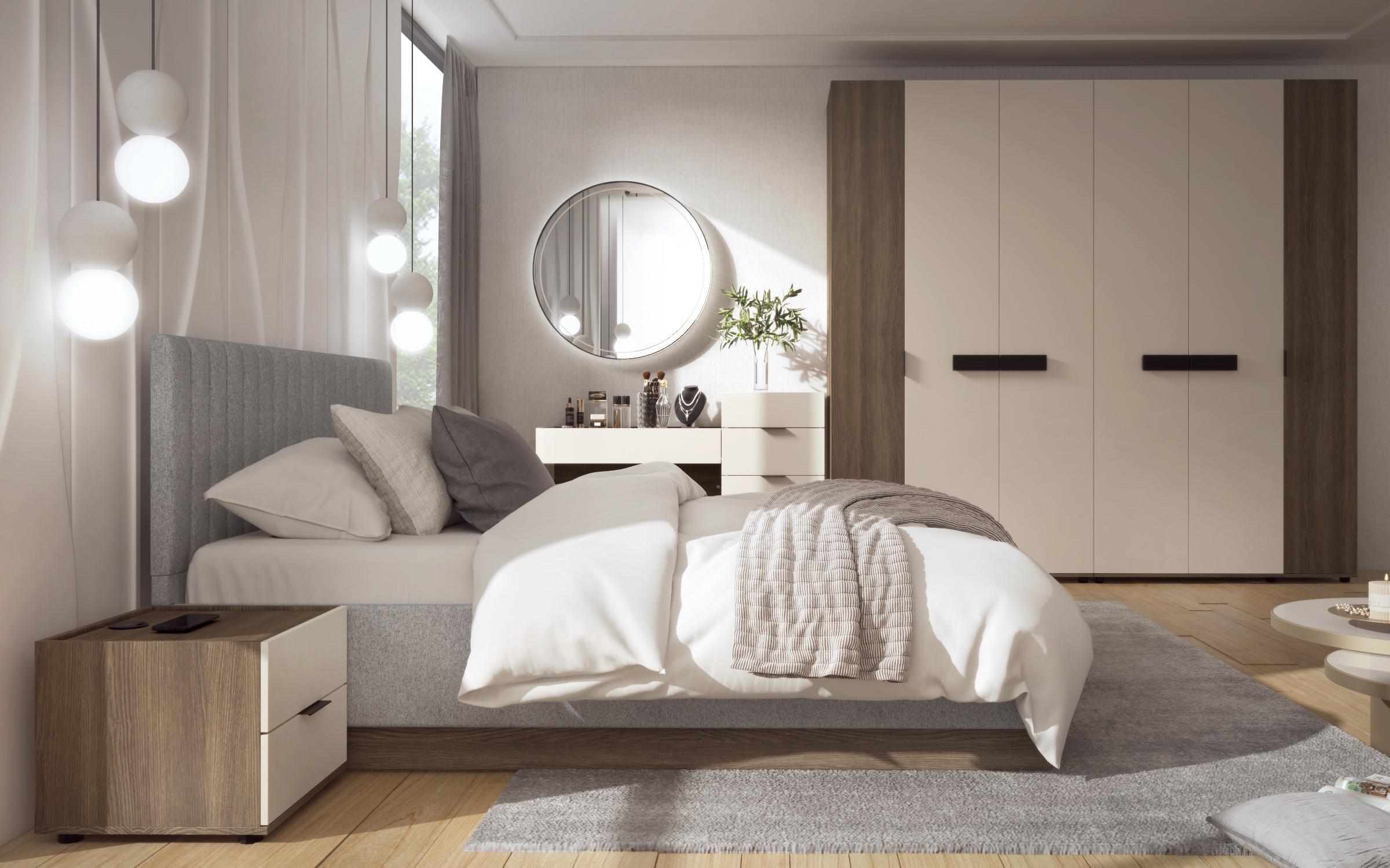 Set dormitor Novela pentru saltea 160/200, cala fumurie + casmir  7
