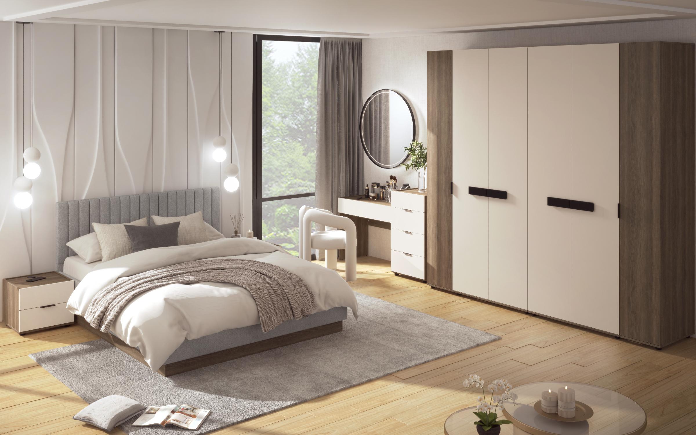 Set dormitor Novela pentru saltea 160/200, cala fumurie + casmir  8