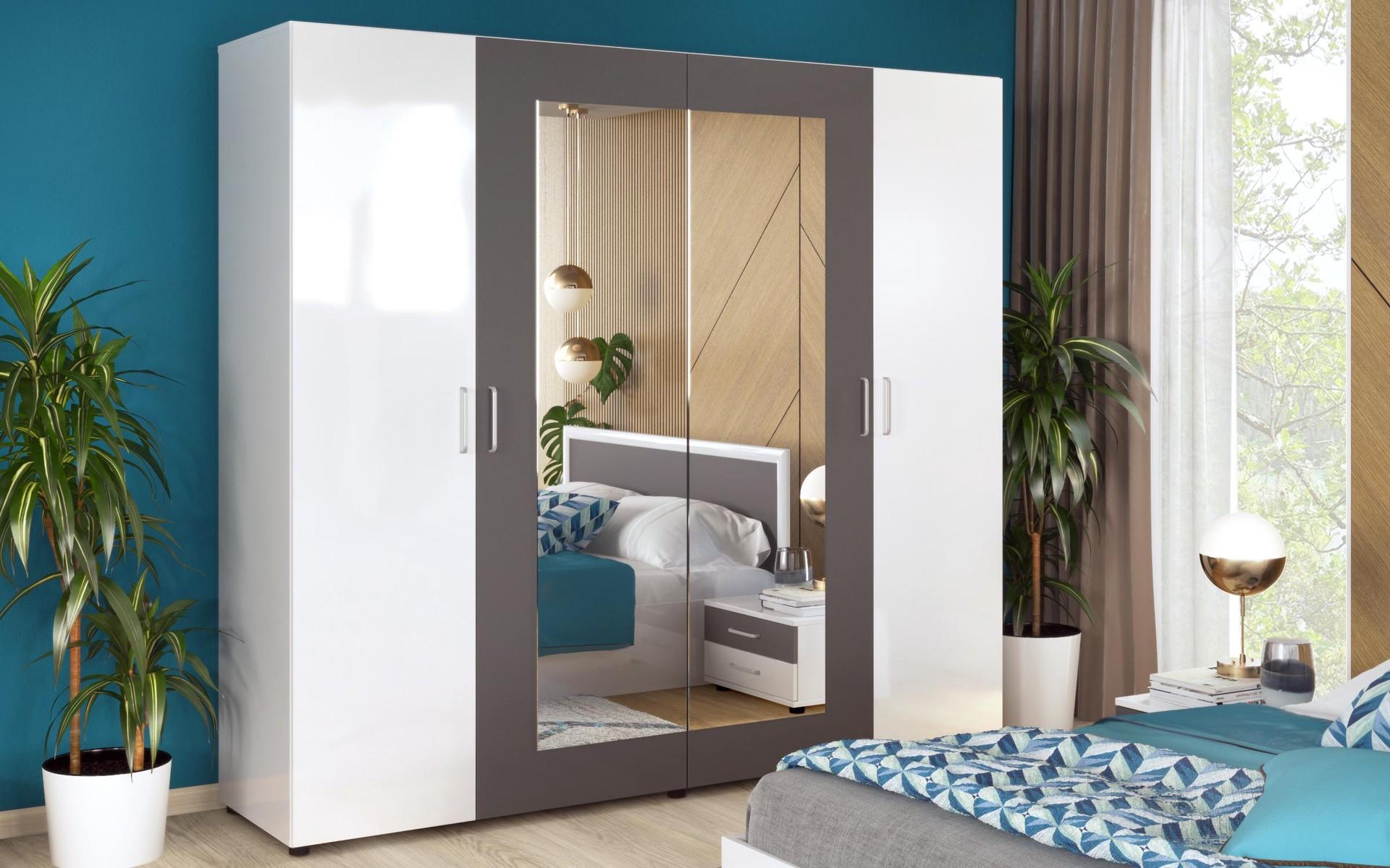 Dulap Porto, alb lucios + antracit mat  1