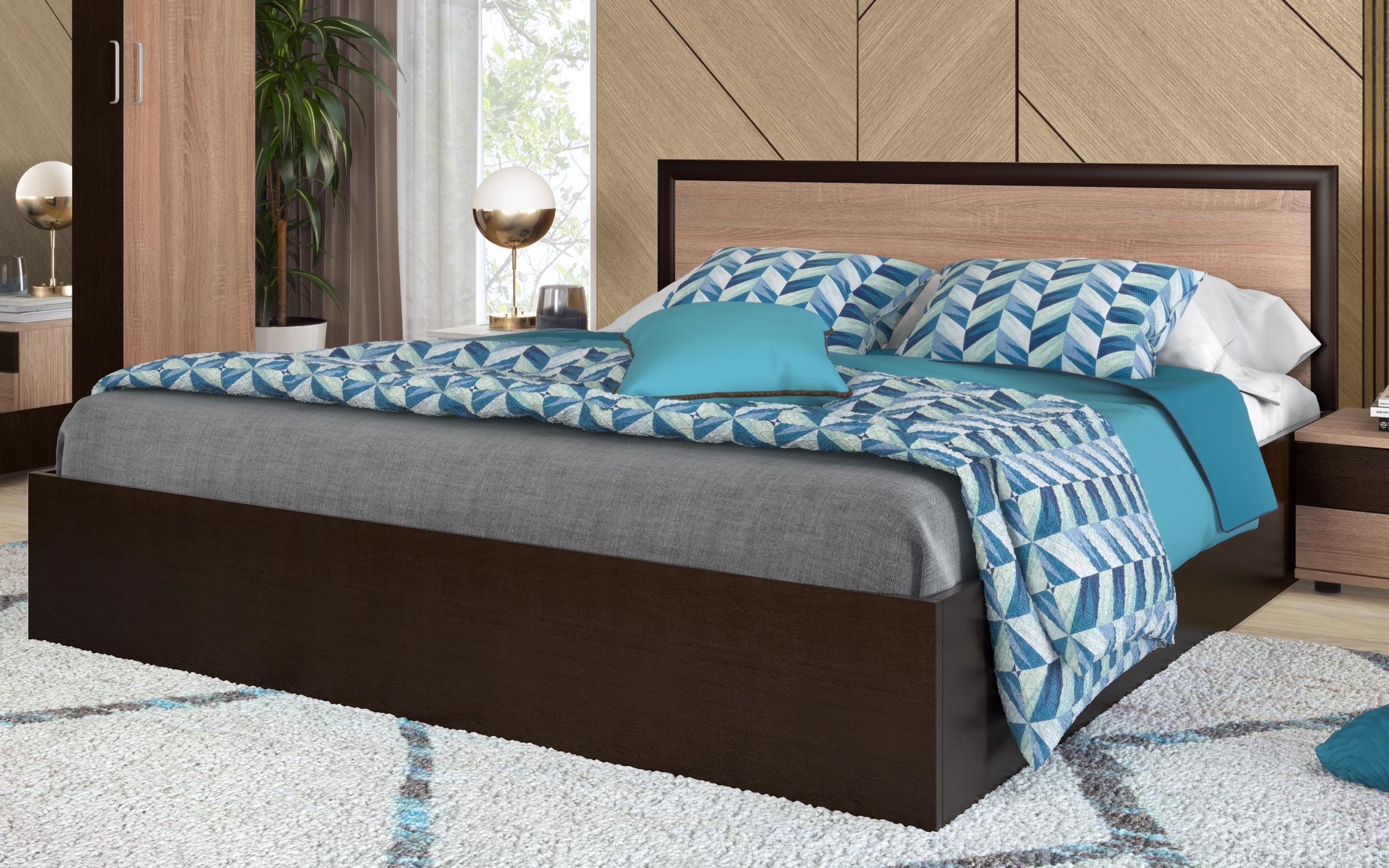 Pat dublu 160/200 Porto + saltea, stejar sonoma + wenge  3