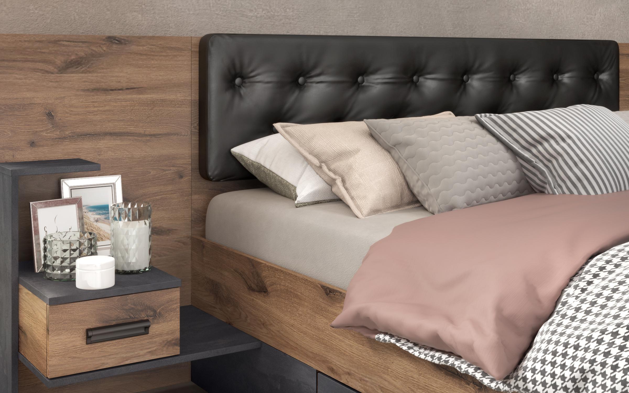 Set dormitor Sandero +saltea cu o fata Neo dream  160/200, stejar scandinav inchis + magma  3