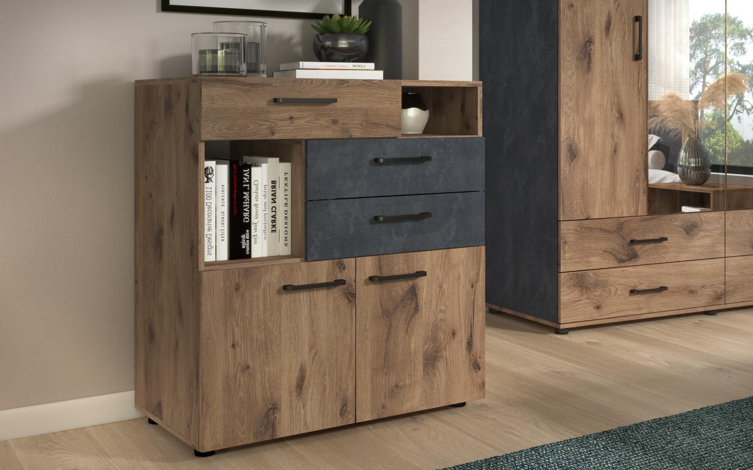 Set dormitor Varion + saltea 160/200, stejar scandinav inchis + Magma  6