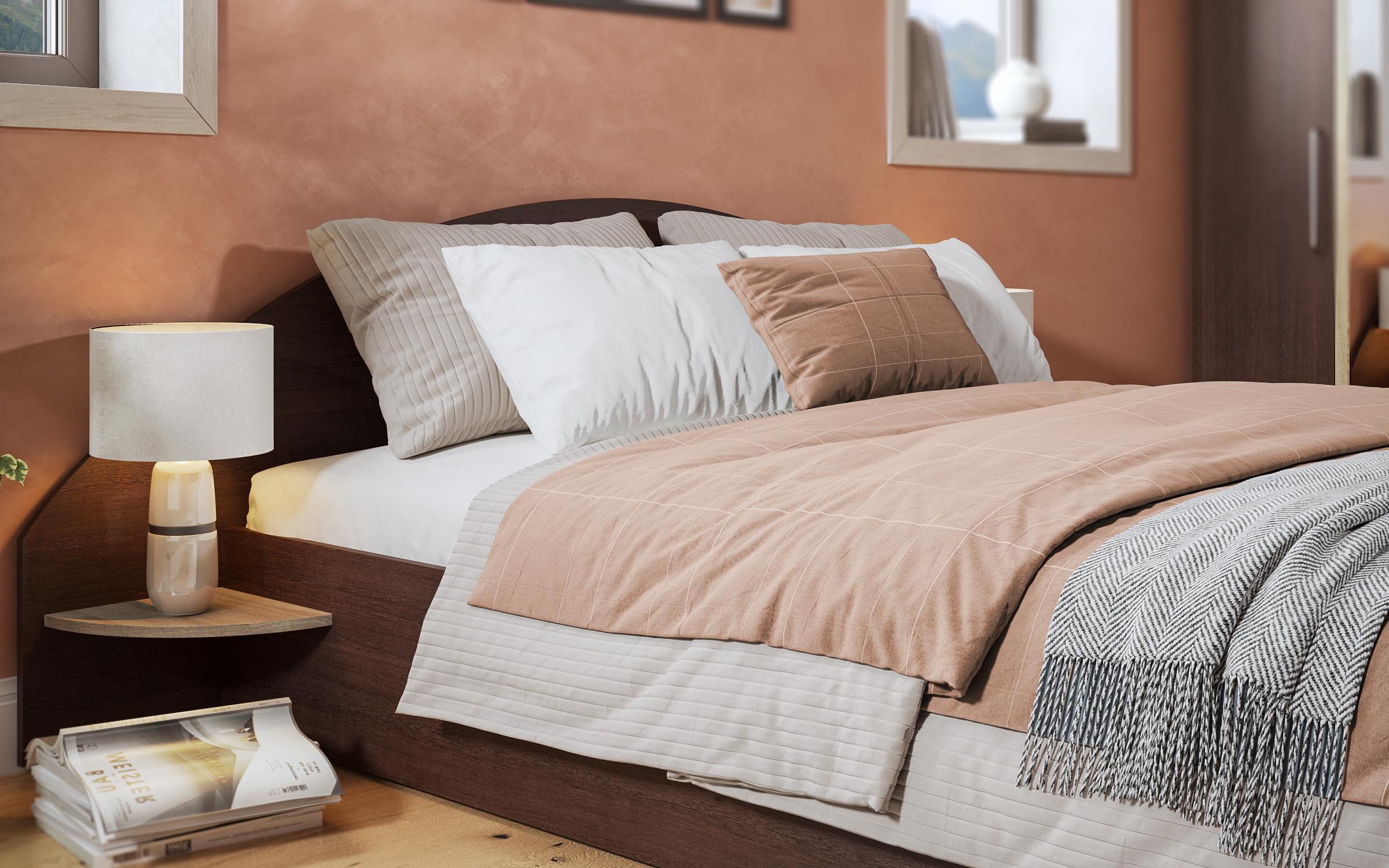 Pat dublu 160/200 Aura + saltea, wenge + stejar sonoma  2