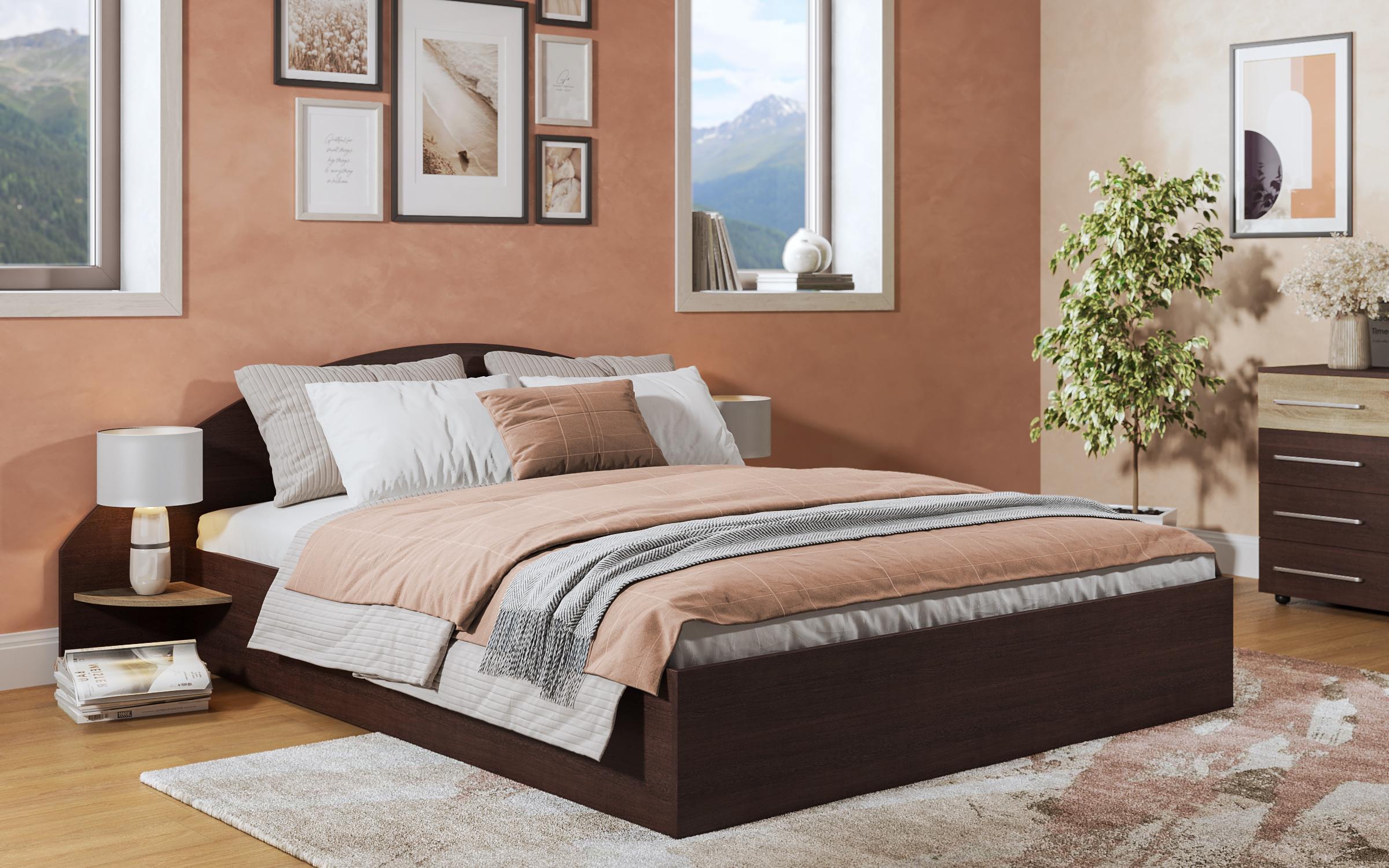 Pat dublu 160/200 Aura + saltea, wenge + stejar sonoma  1