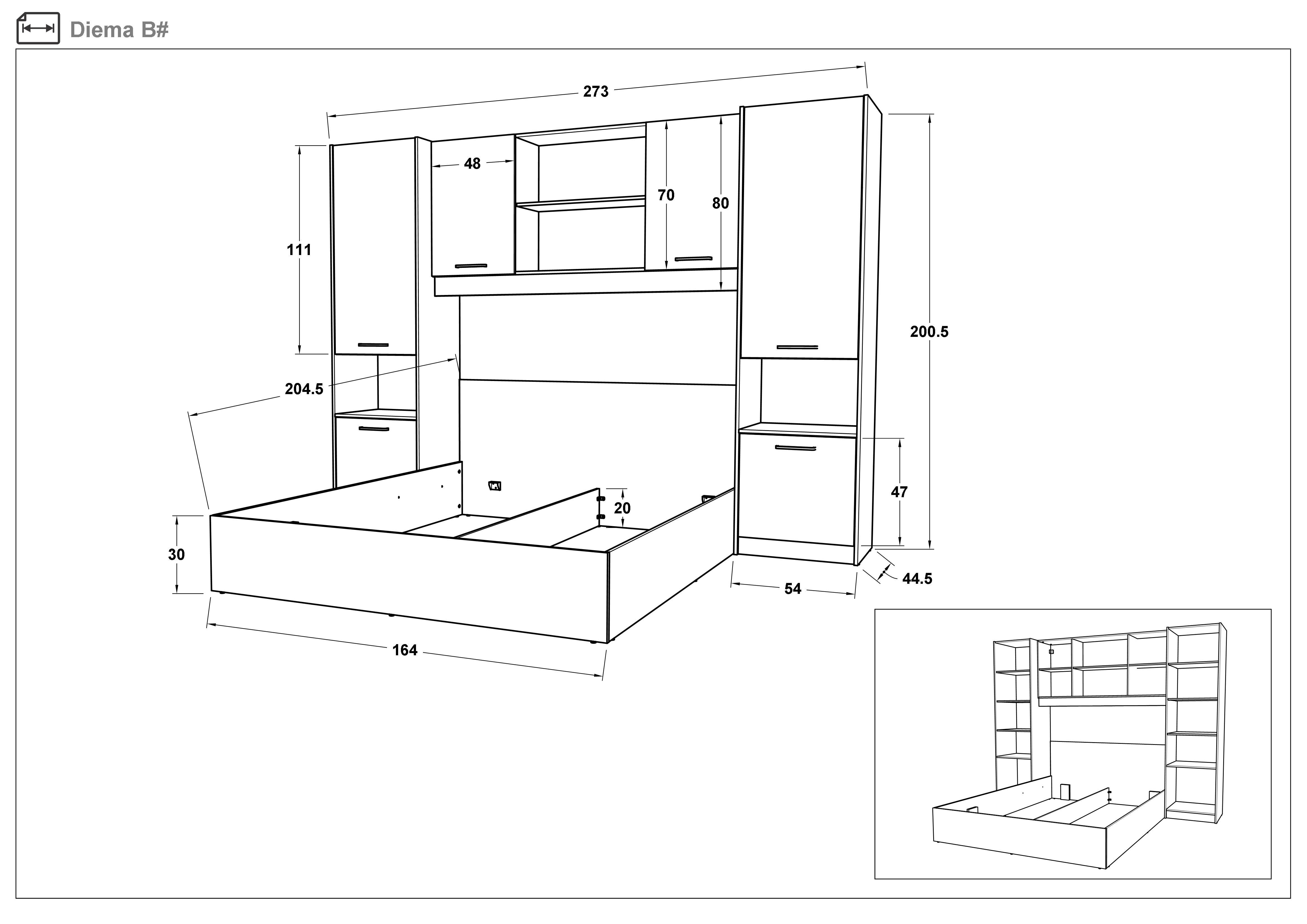 Set dormitor 160/200 Diema, casmir + stejar honey  2